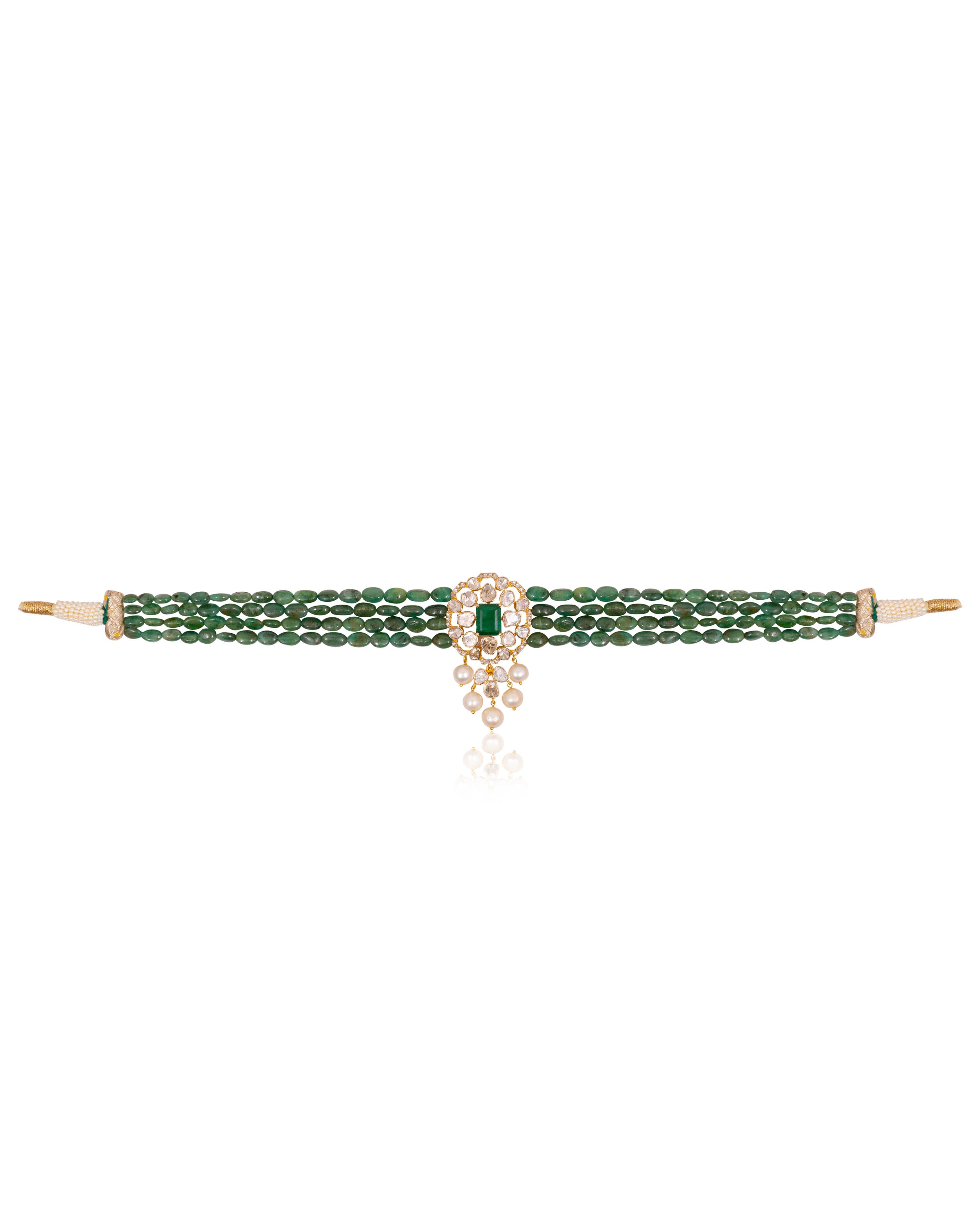 Nagma Polki And Diamond Bead Choker