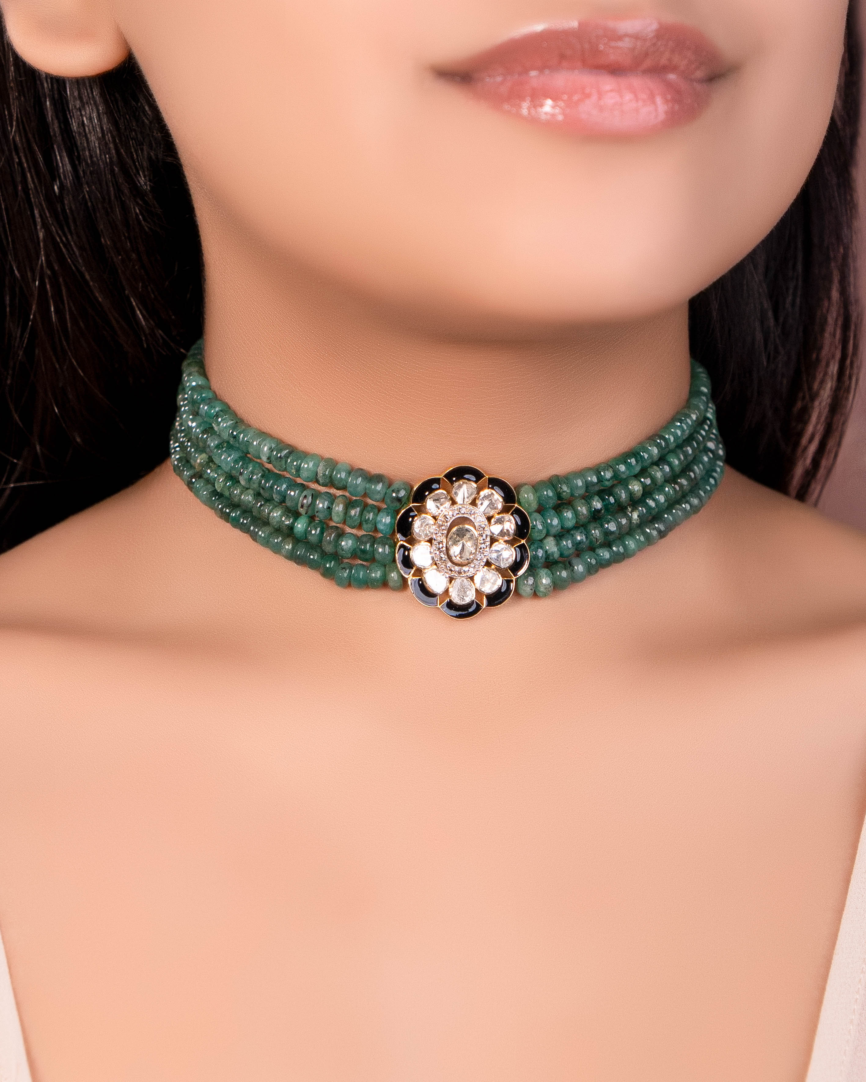 NO ORDERS - Hitanshi Bead Choker And Reshma Tops Polki Set