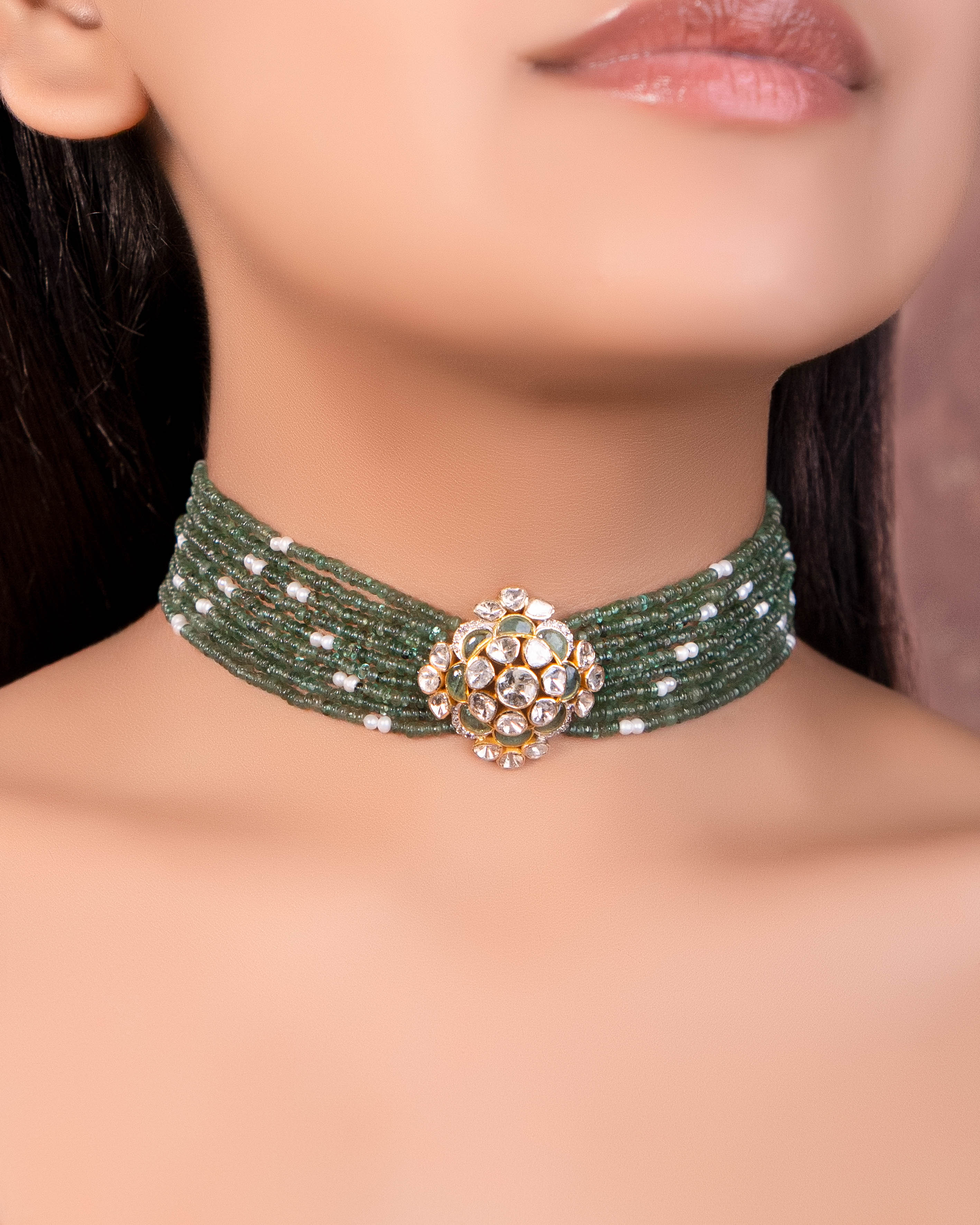 NO ORDERS - Rakul Bead Choker And Sanskrutika Tops Polki And Diamond Set