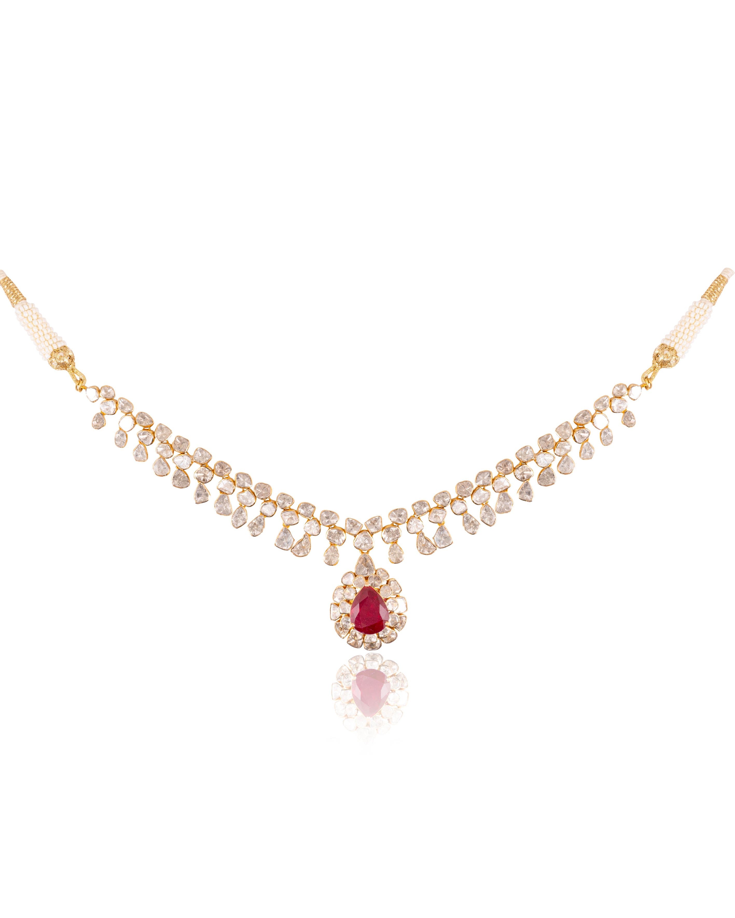 Pragati Necklace And Trupti Long Earrings Polki Set