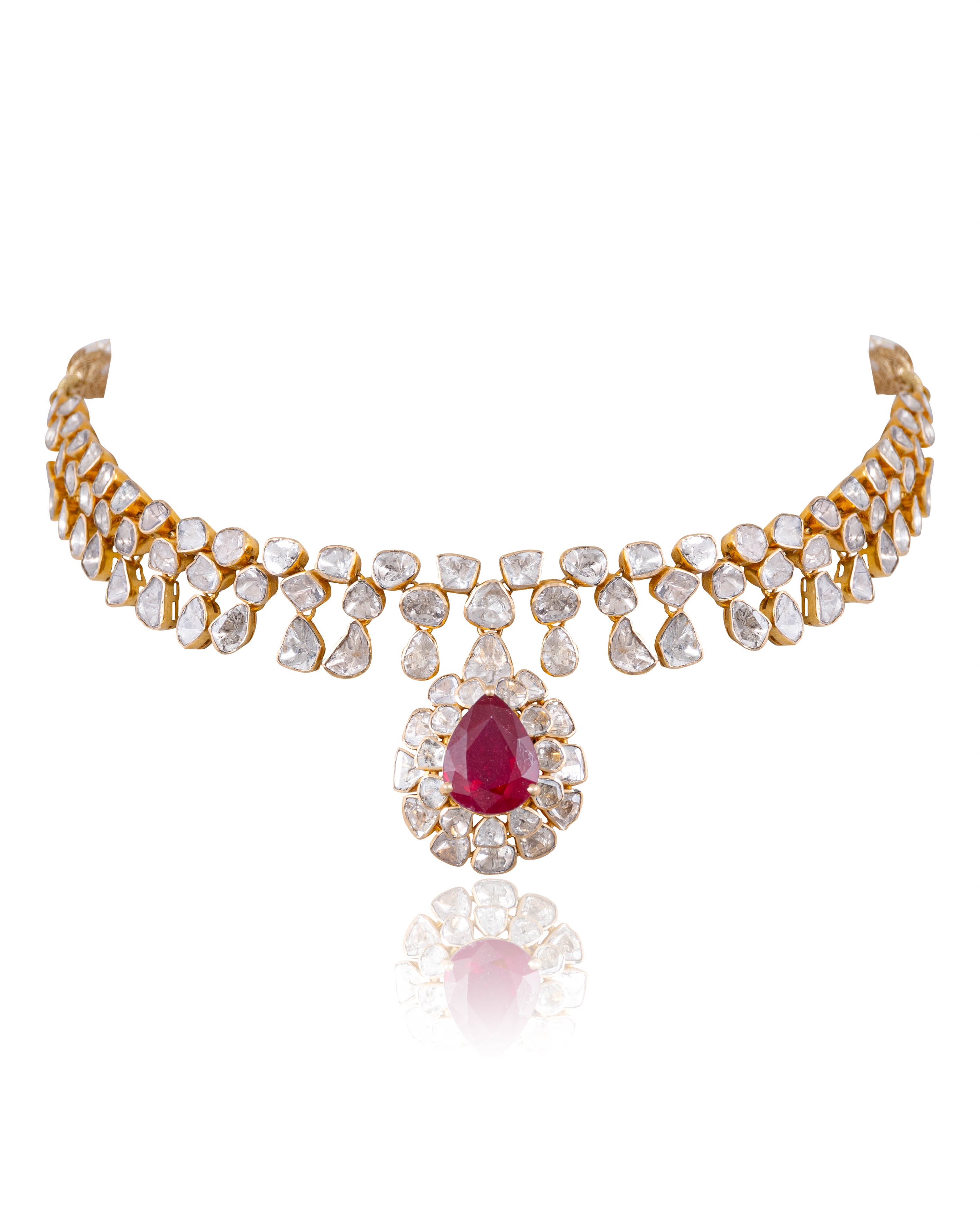 Pragati Necklace And Trupti Long Earrings Polki Set