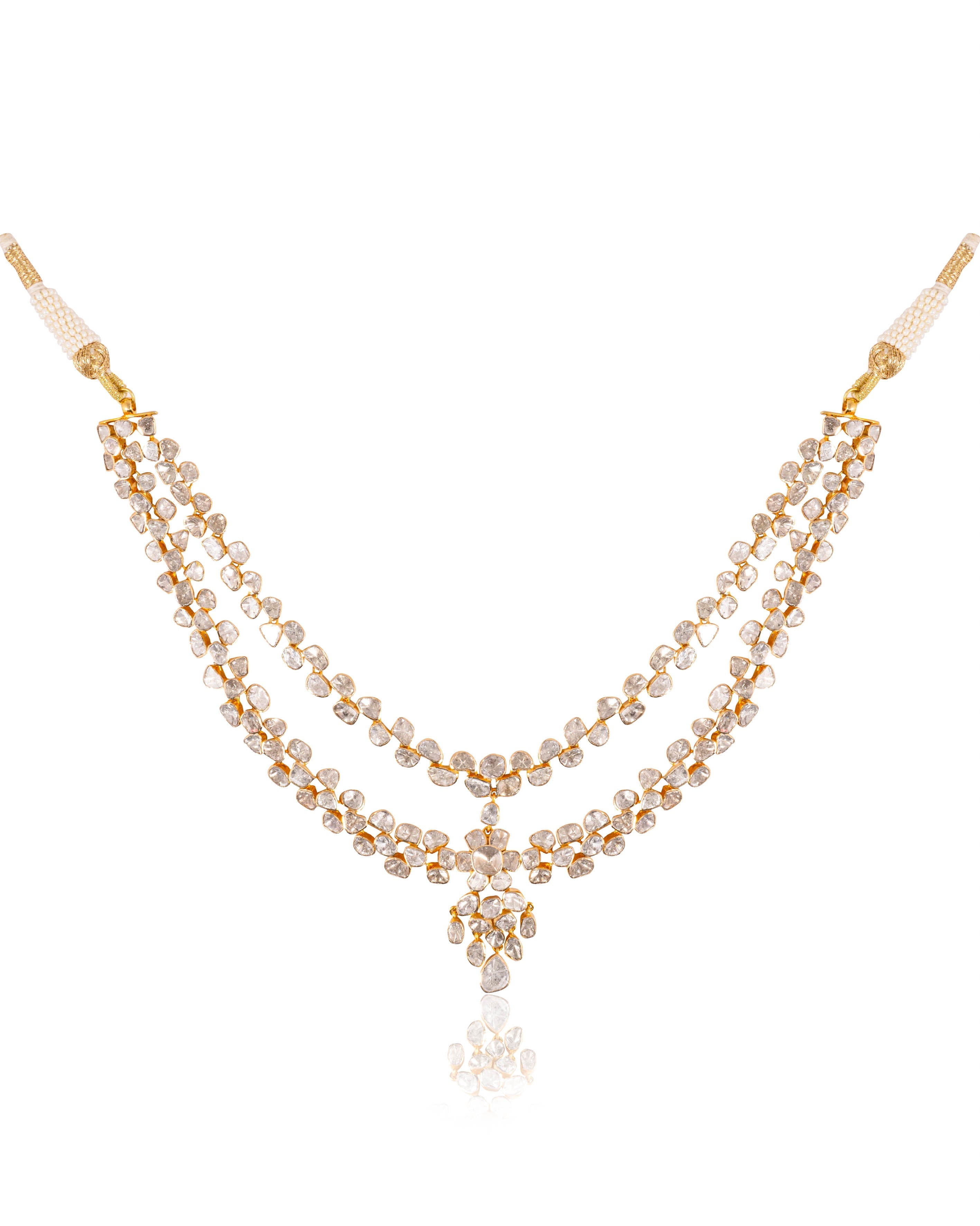 Madhuri Necklace And Arunisha Long Earrings Polki Set