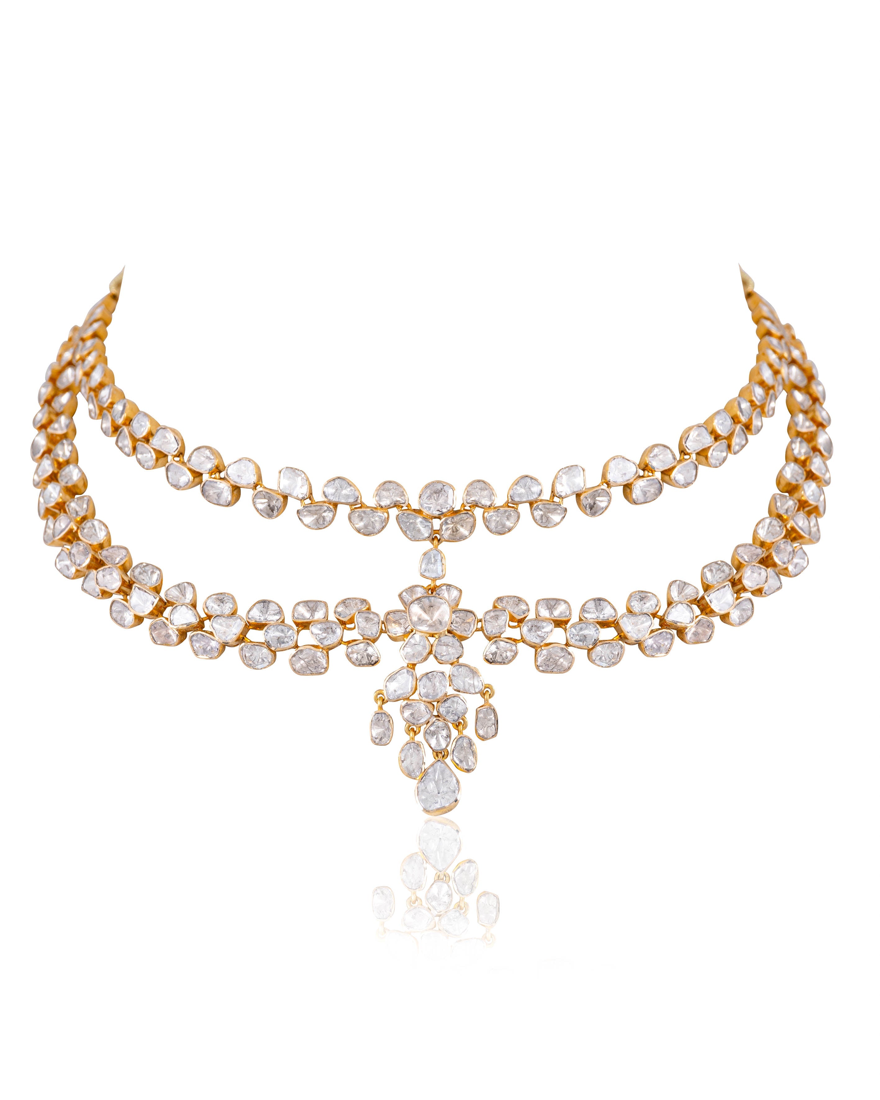 Madhuri Necklace And Arunisha Long Earrings Polki Set