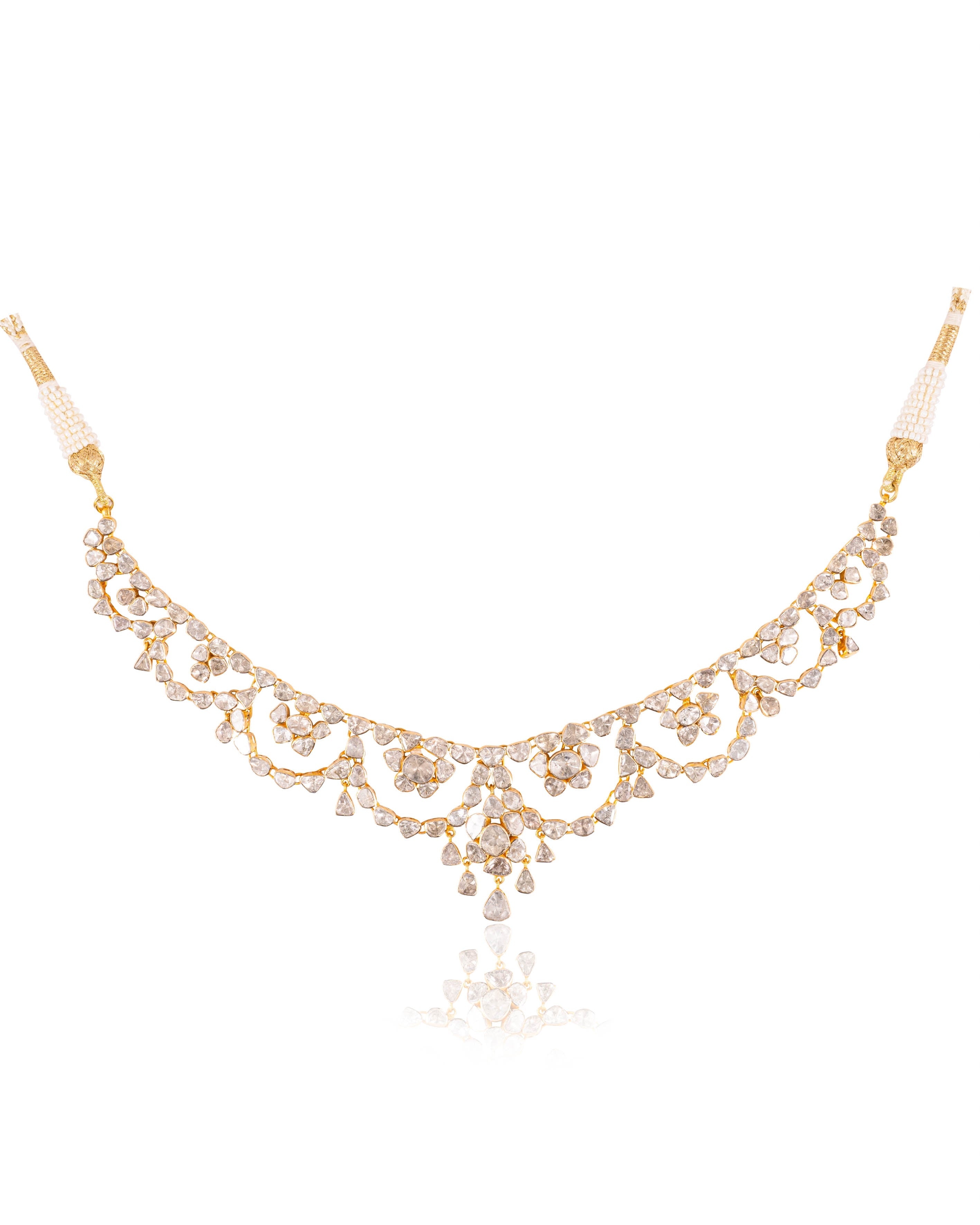 Zanaida Necklace And Rutvika Long Earrings Polki Set