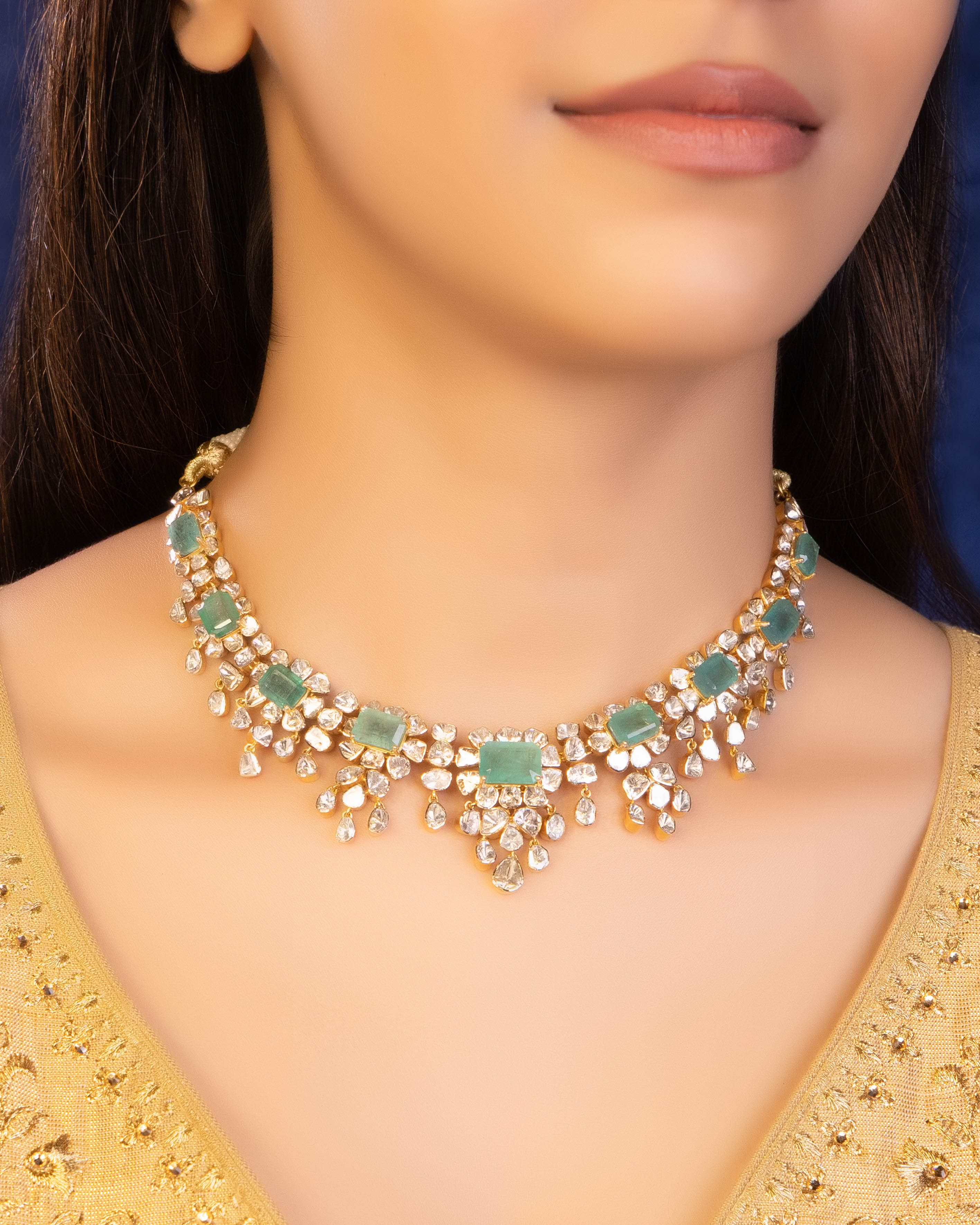 Muskaan Necklace And Zaveriya Long Earrings Polki Set