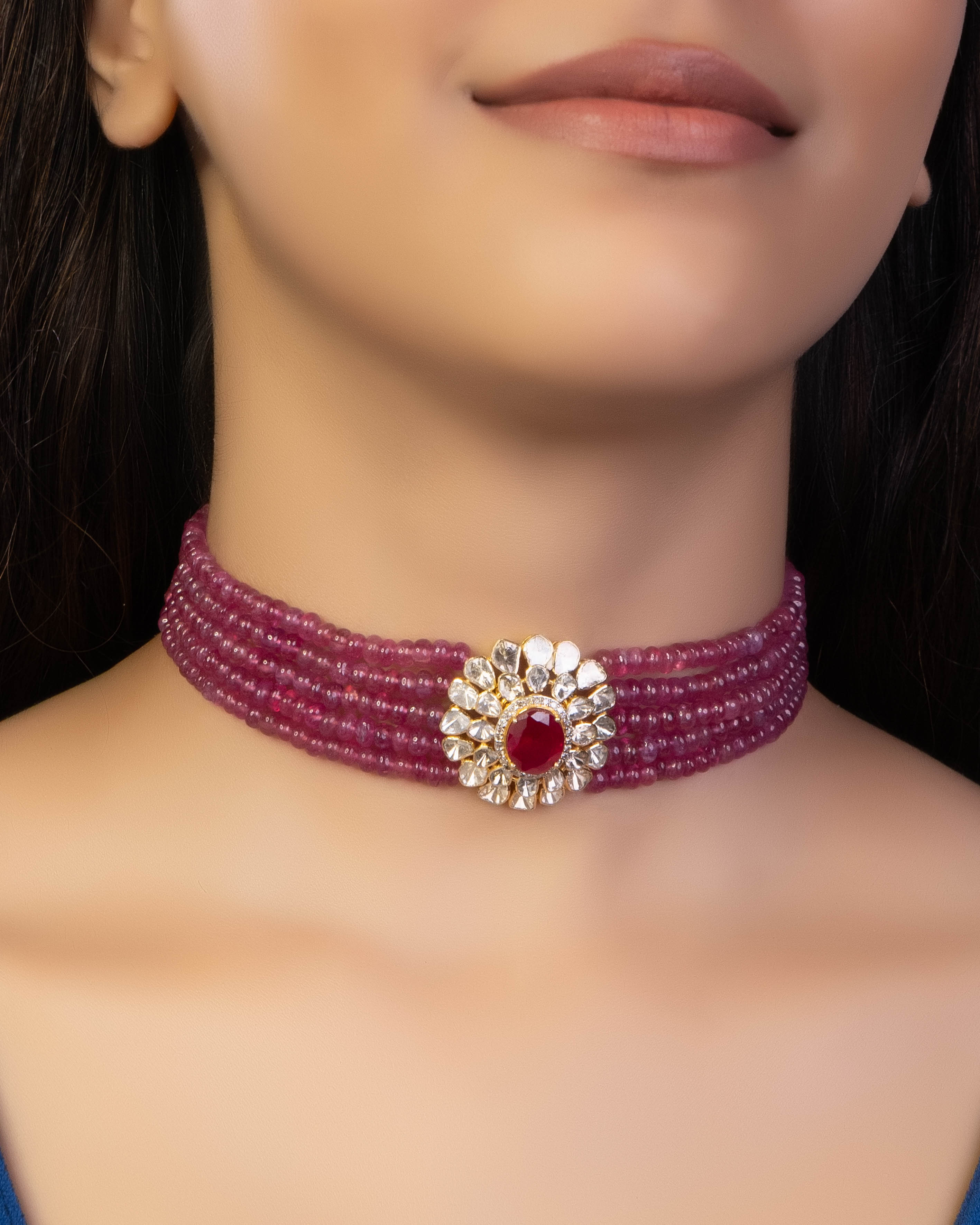 Dakshita Polki And Diamond Bead Choker