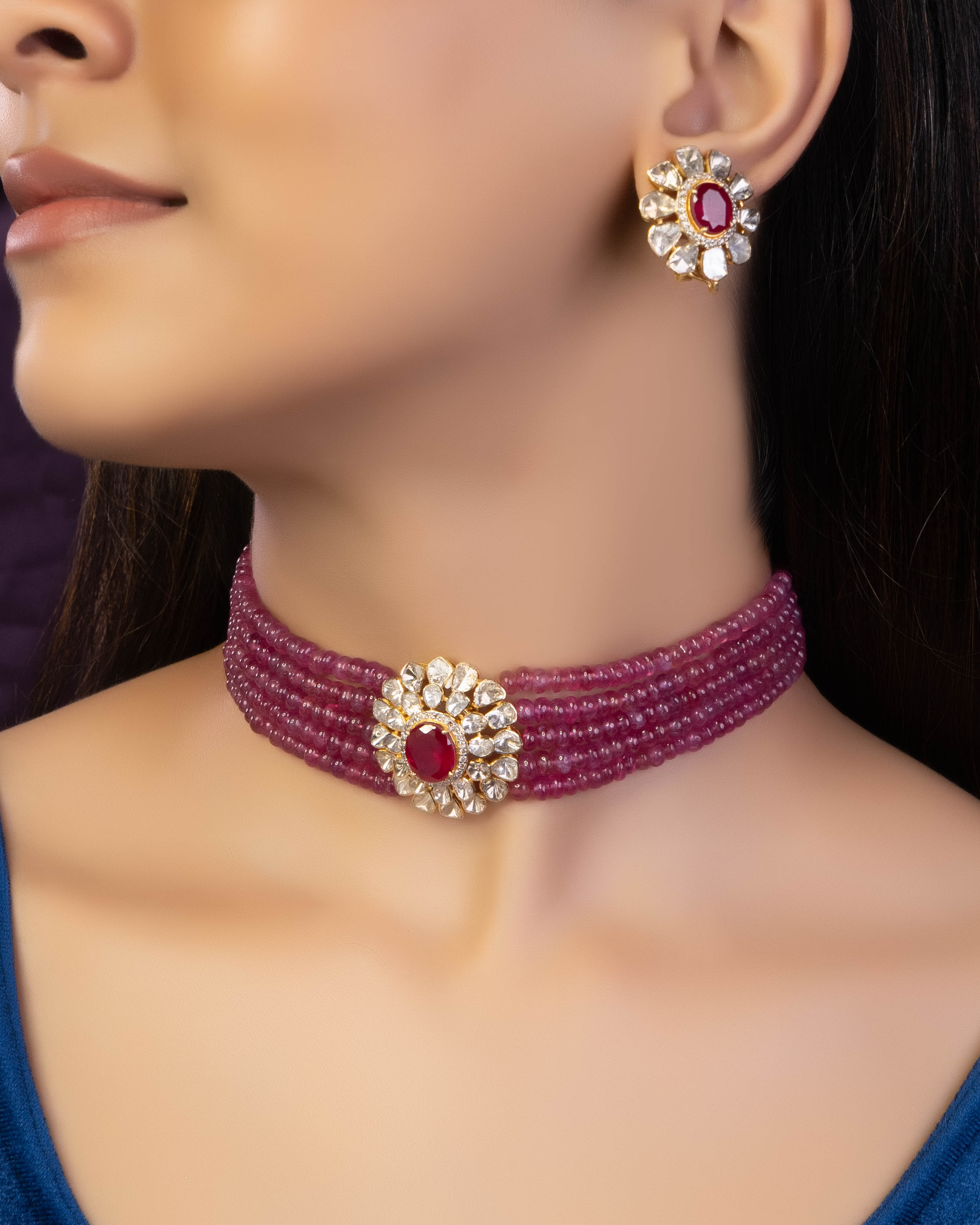 Dakshita Polki And Diamond Bead Choker