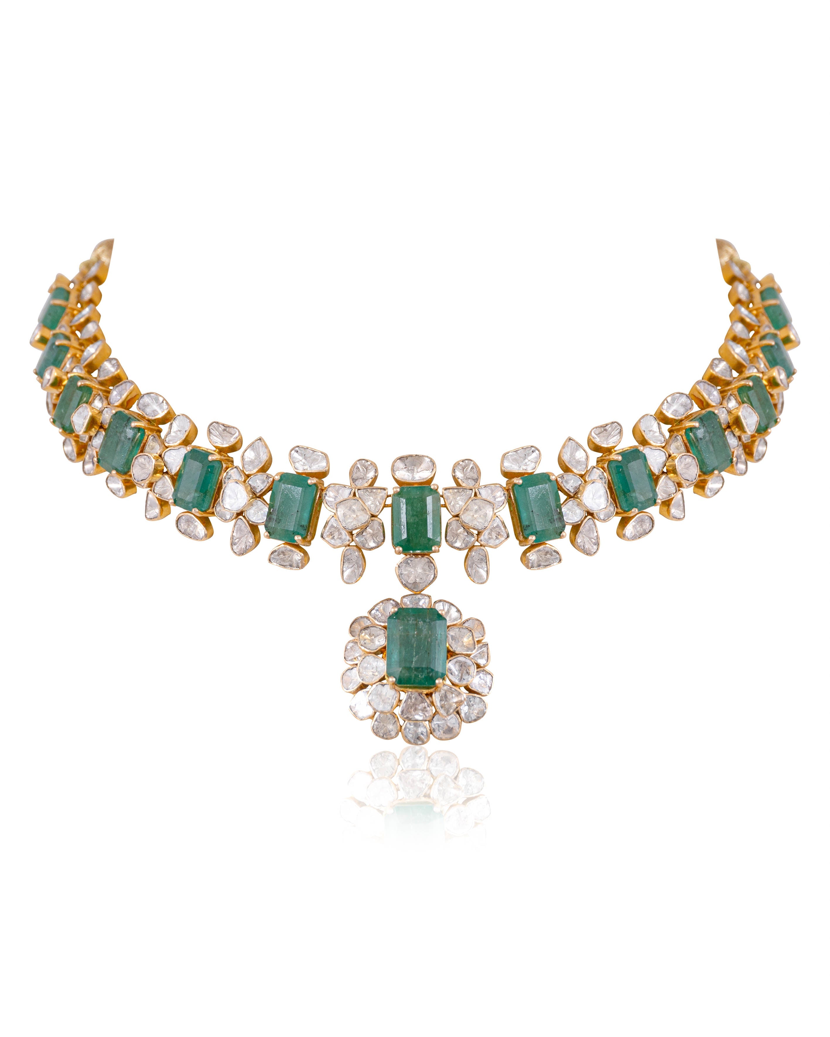 Manasi Necklace And Sanjita Long Earrings Polki Set