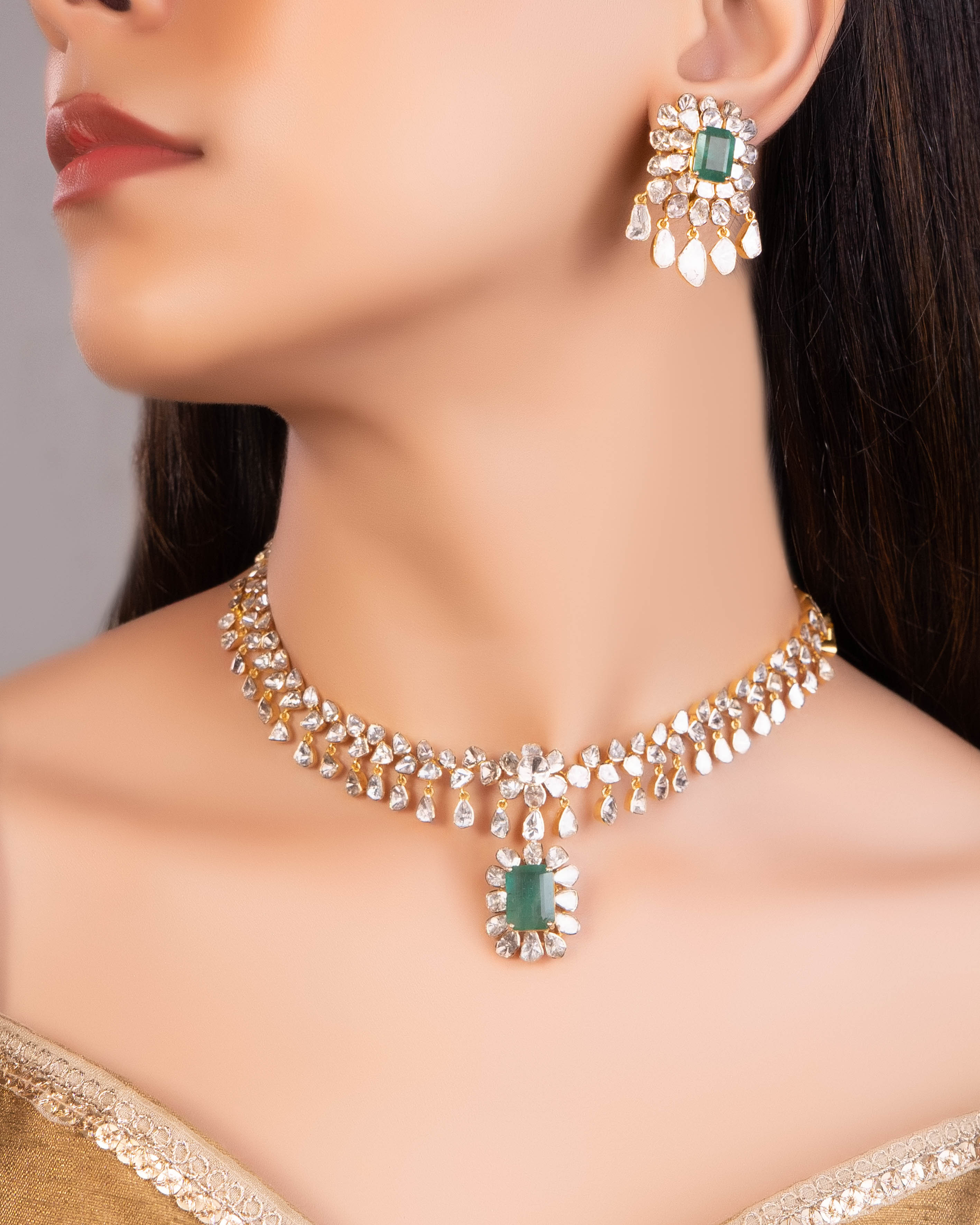 Kyra Polki Long Earrings