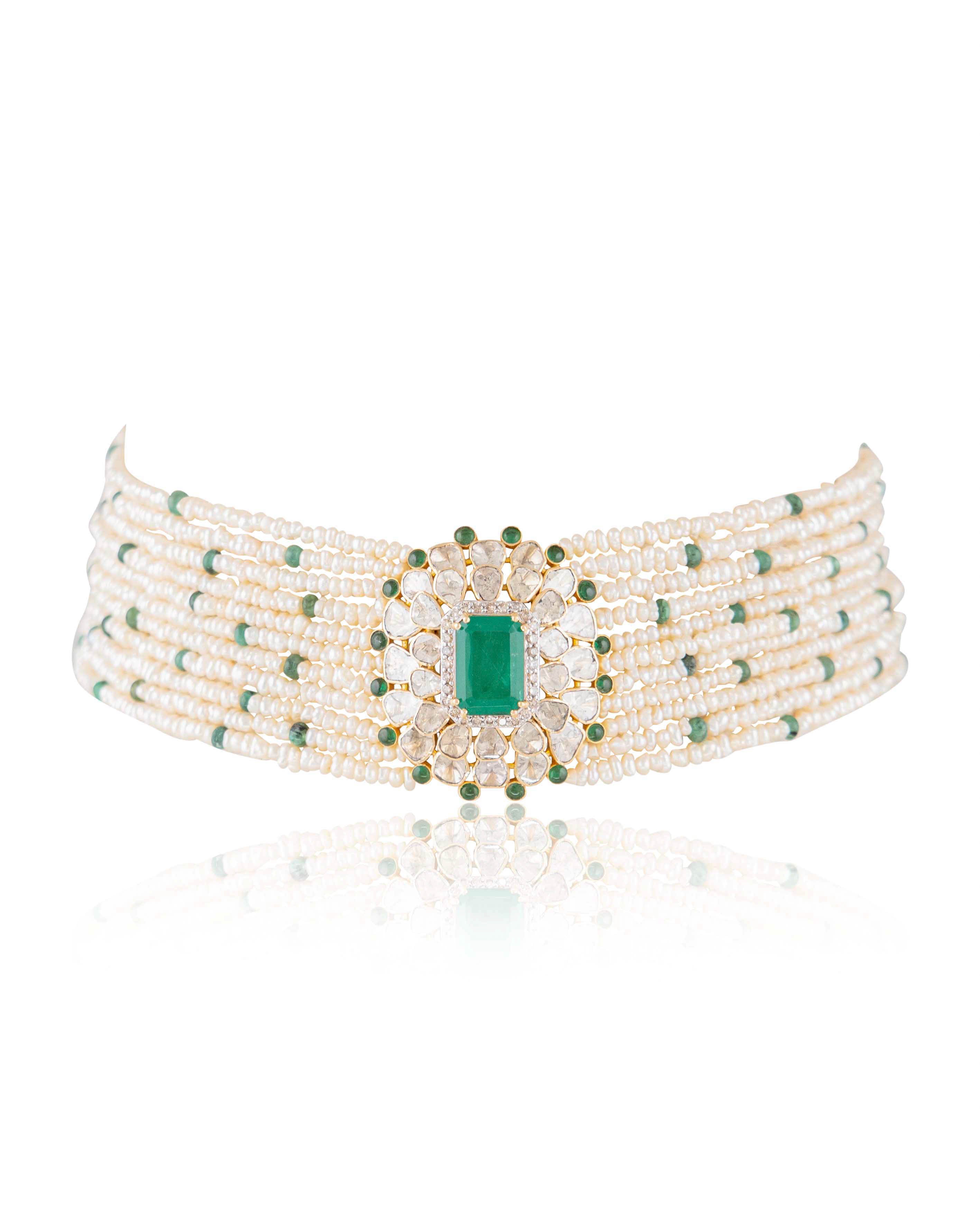 Anagha Polki And Diamond Bead Choker