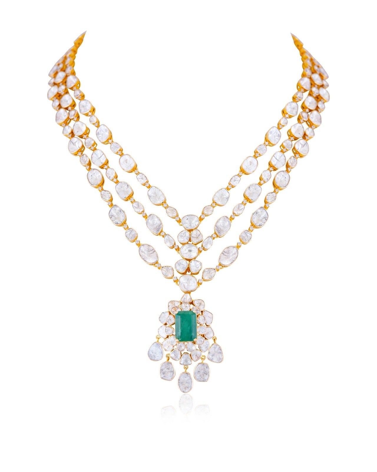 Diya Polki And Diamond Long Necklace