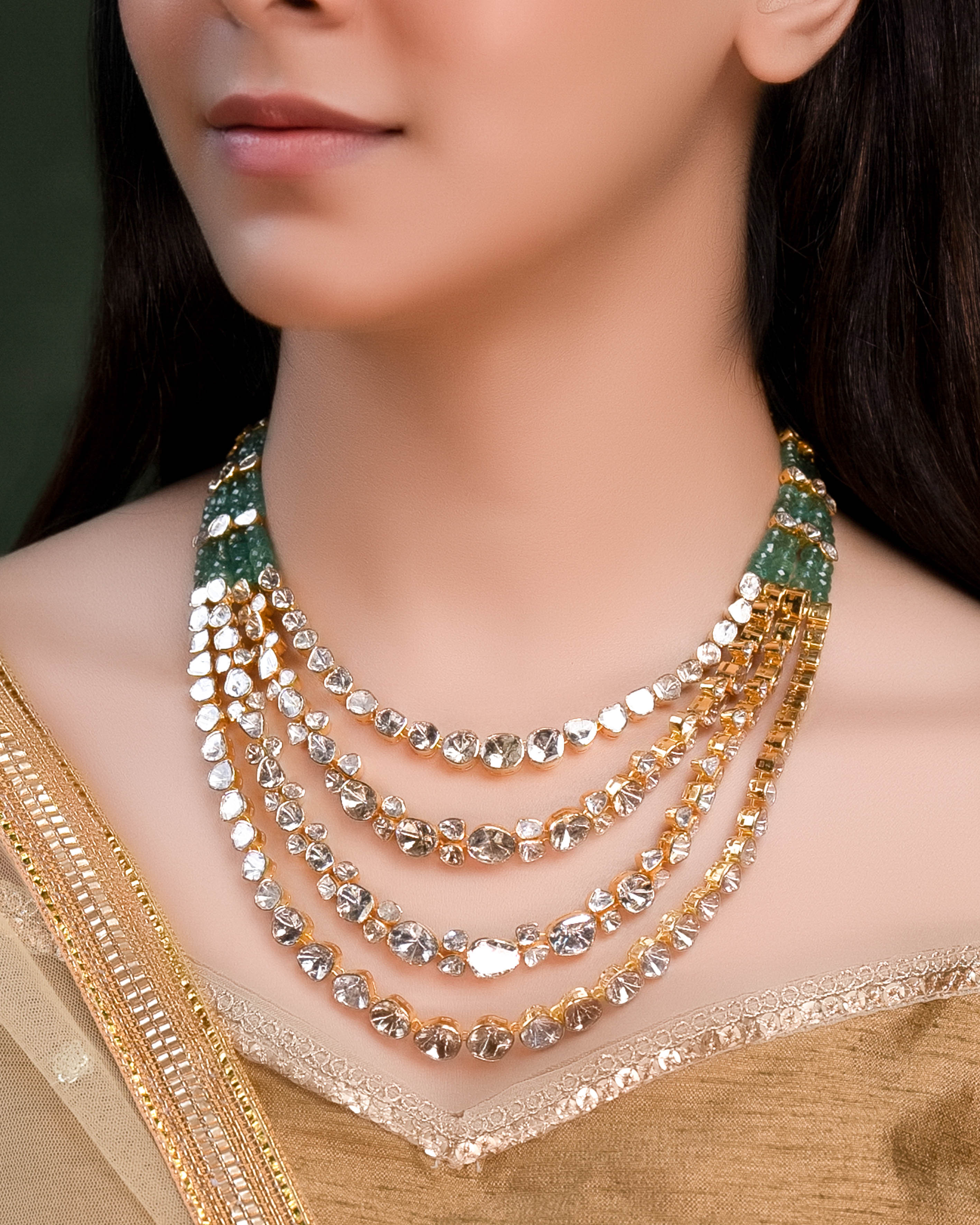 Radha Polki And Diamond Long Necklace