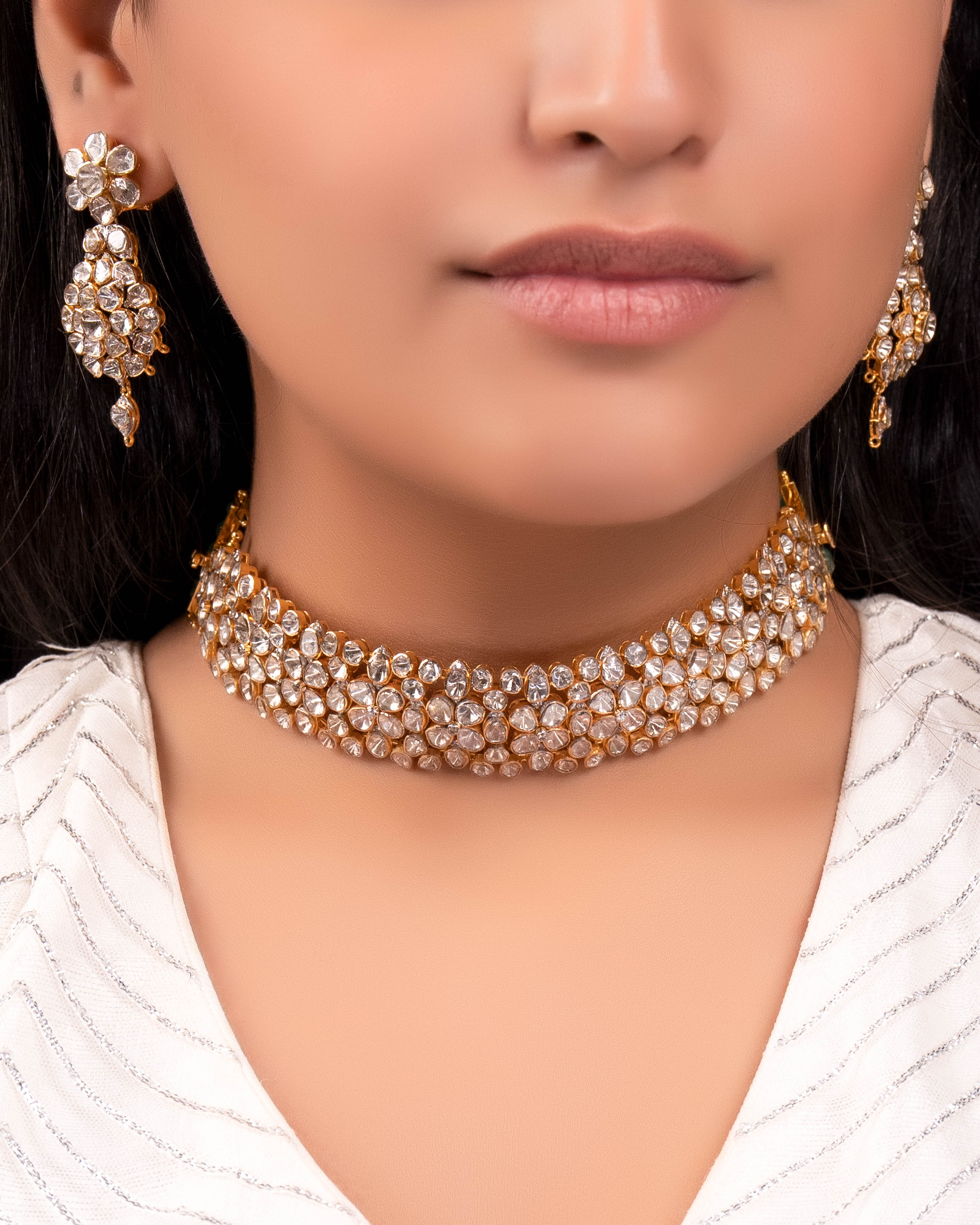 Latika Polki And Diamond Long Earrings