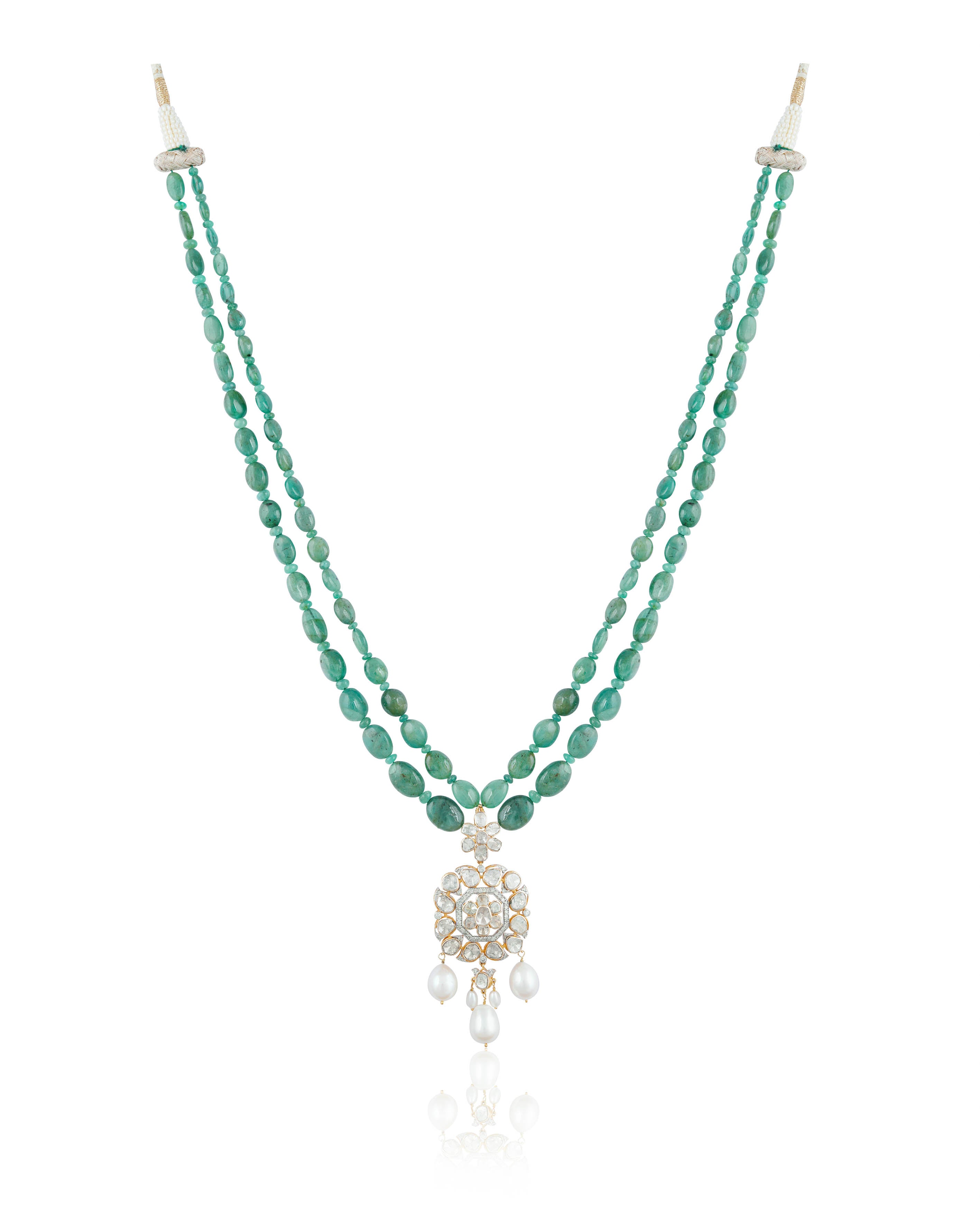 Isha Polki And Diamond Bead Pendants
