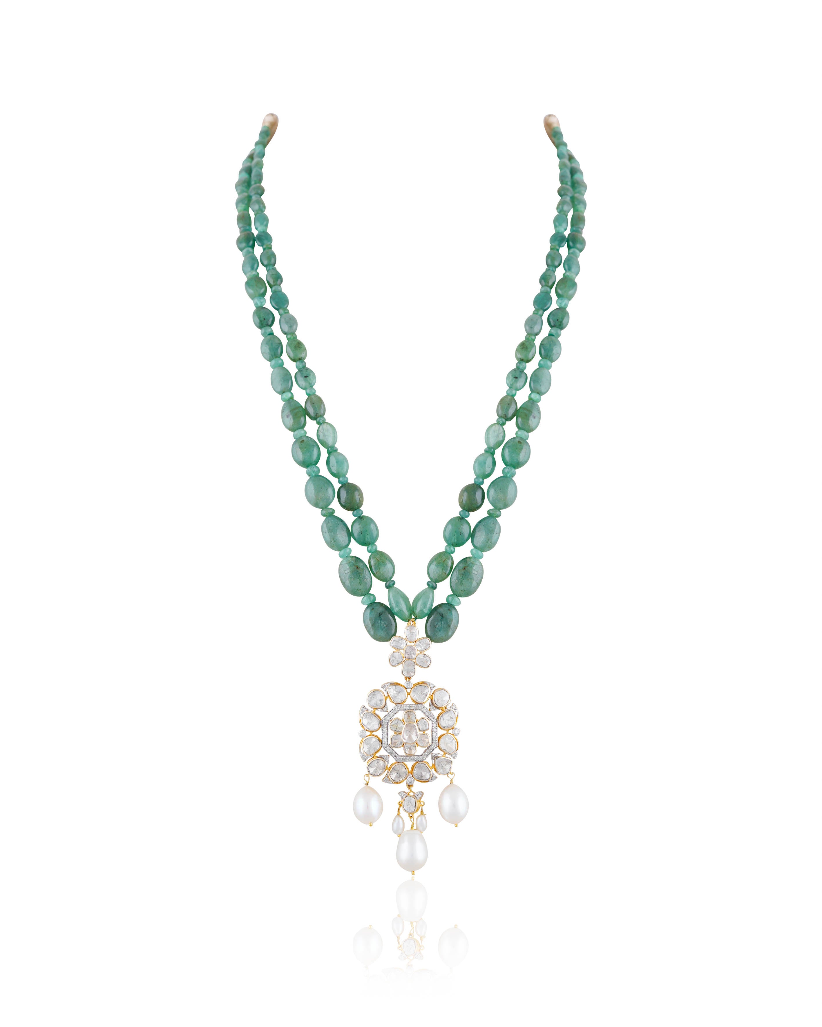 Isha Polki And Diamond Bead Pendants