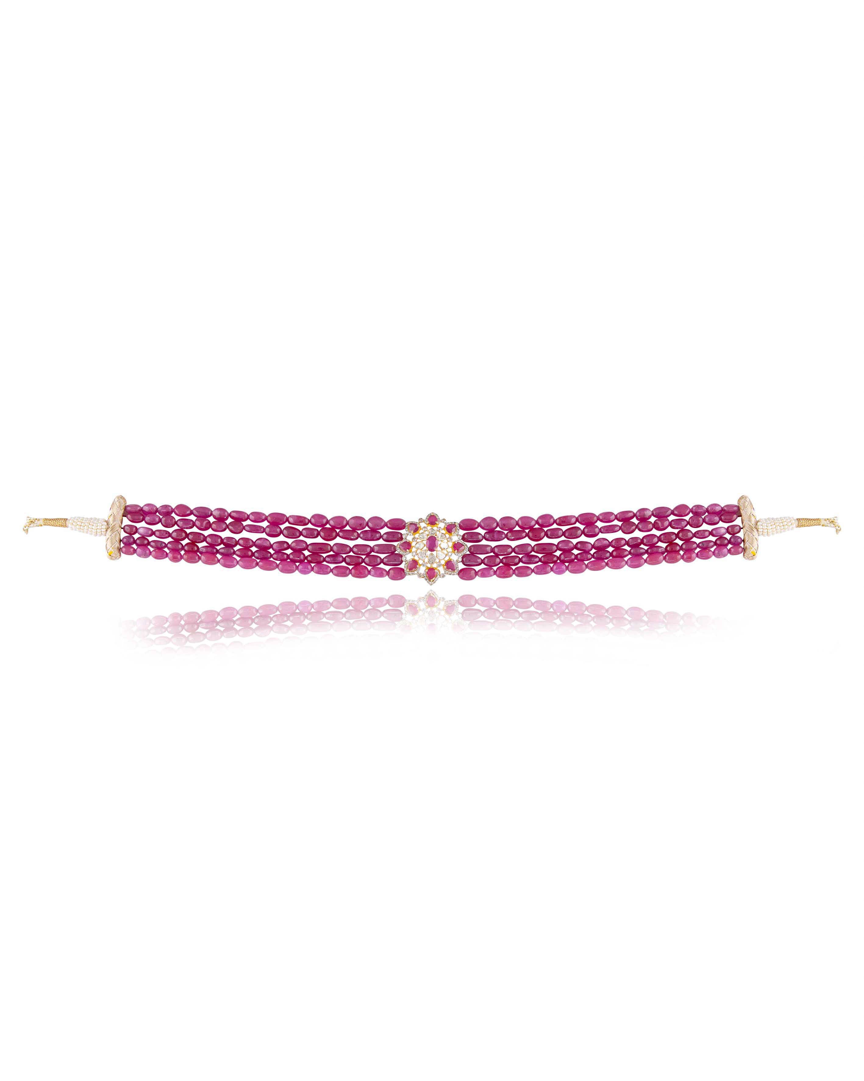 Tanaaz Polki And Diamond Bead Choker