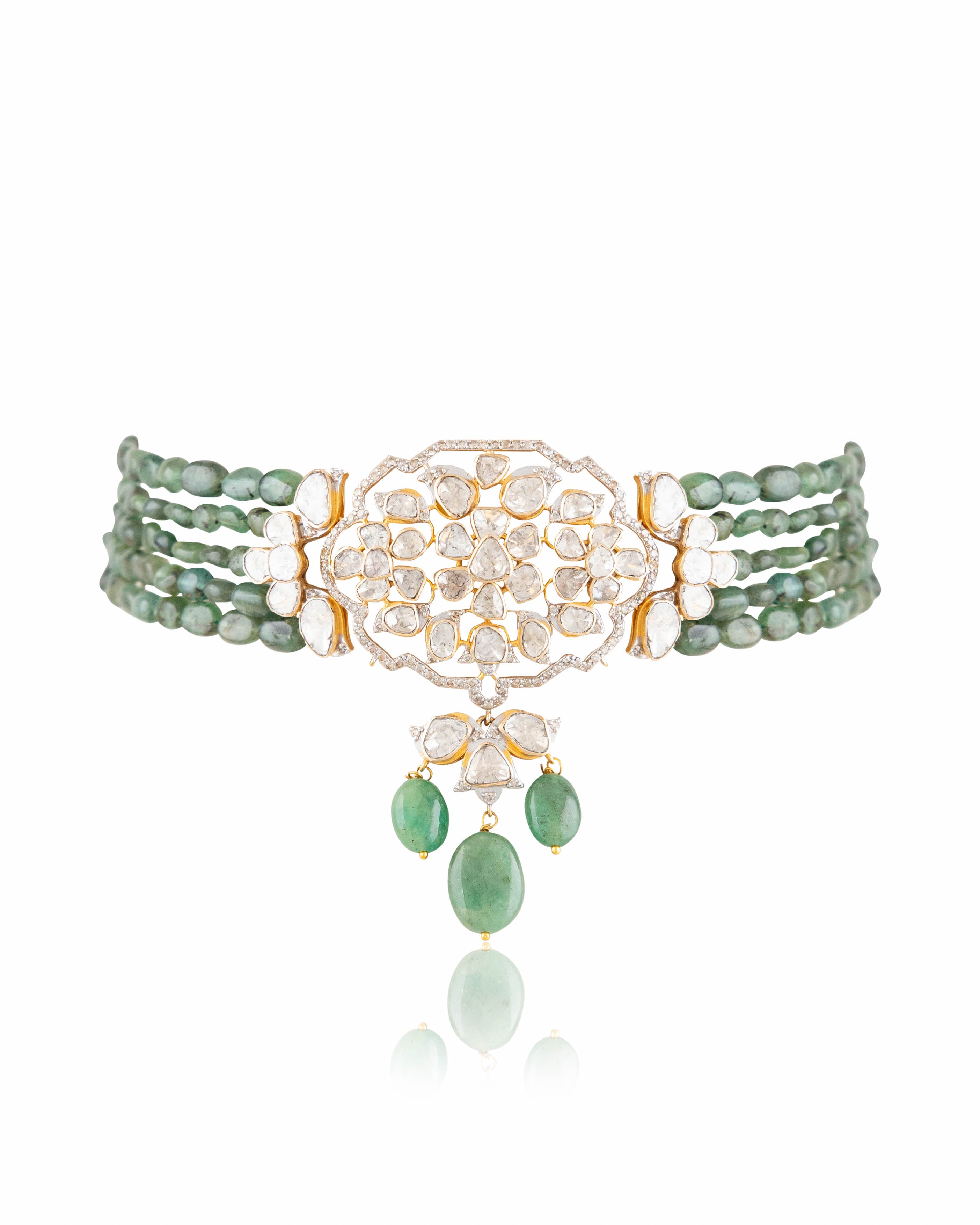 Hemanshi Polki And Diamond Bead Choker