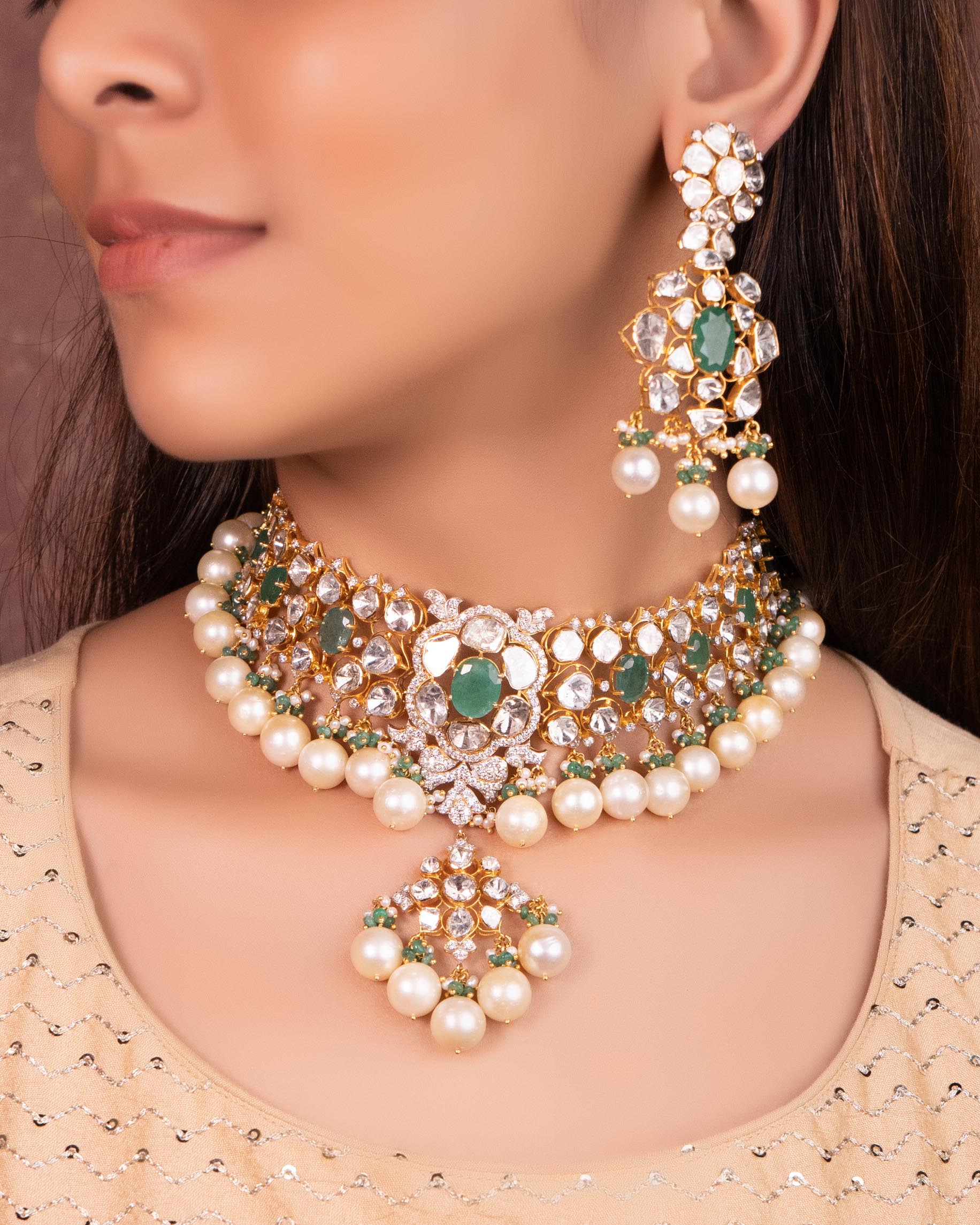 Sikha Polki And Diamond Necklace