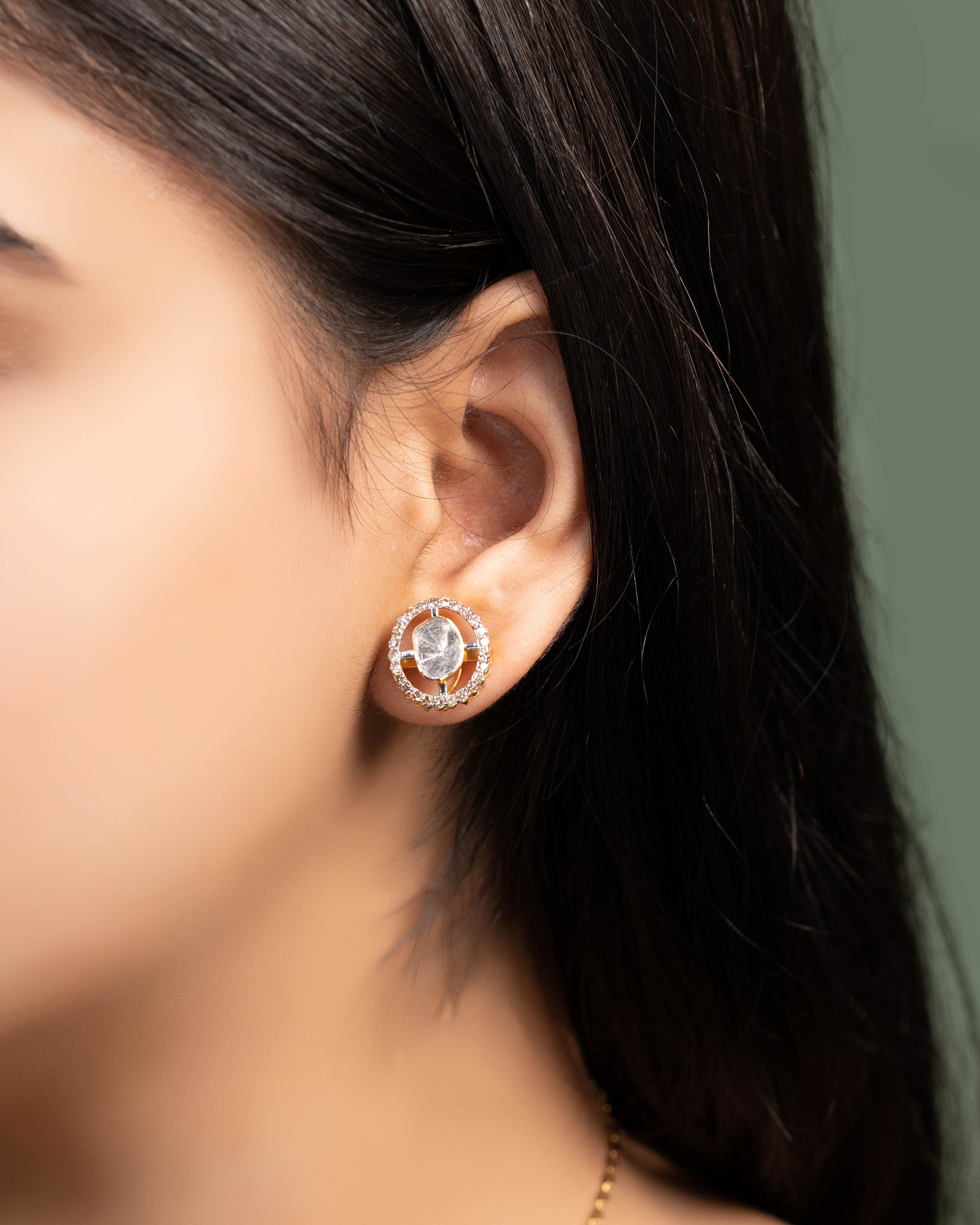 Anudhita Pendant And Netra Tops Polki And Diamond Set