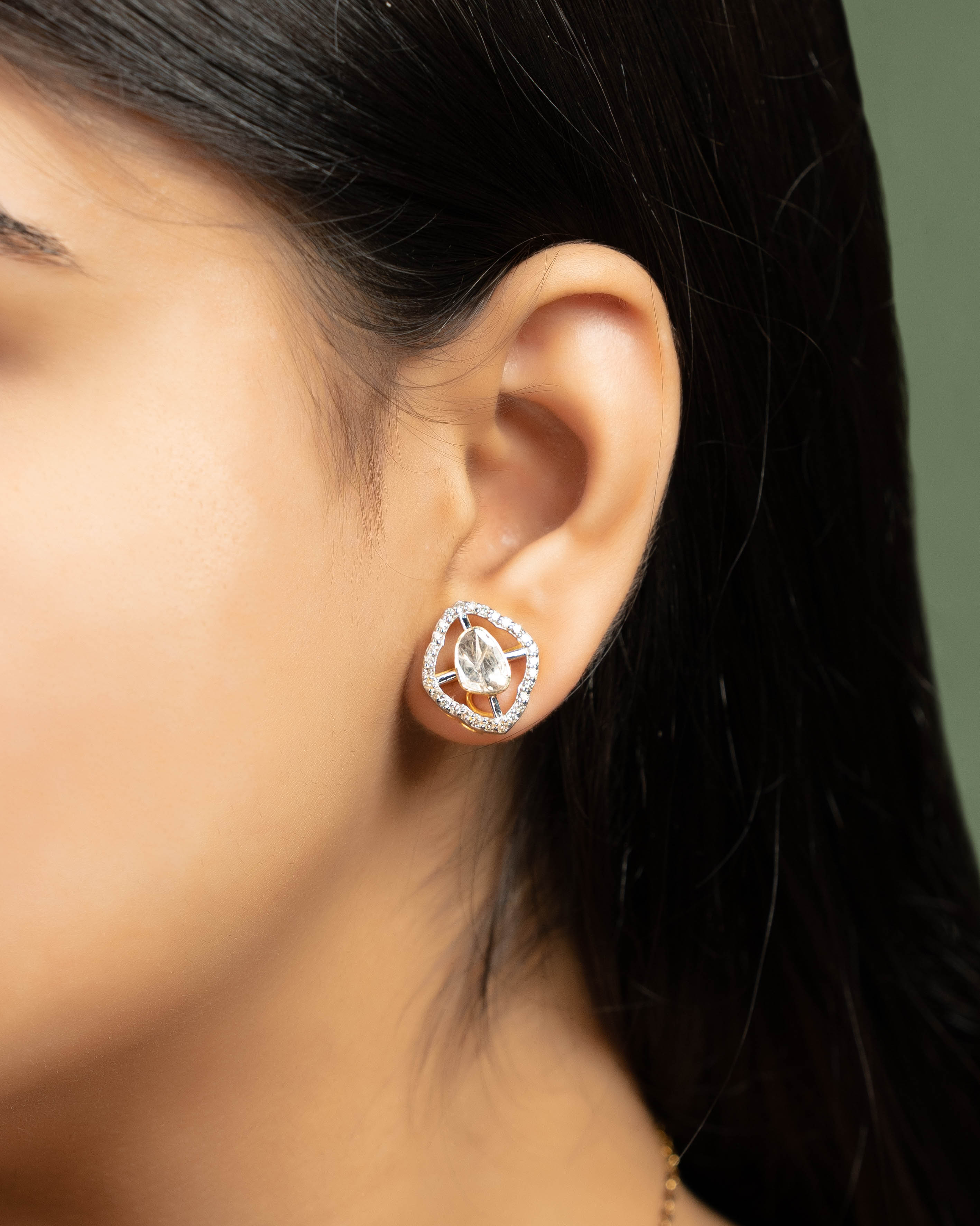 Veena Pendant And Akansha Tops Polki And Diamond Set