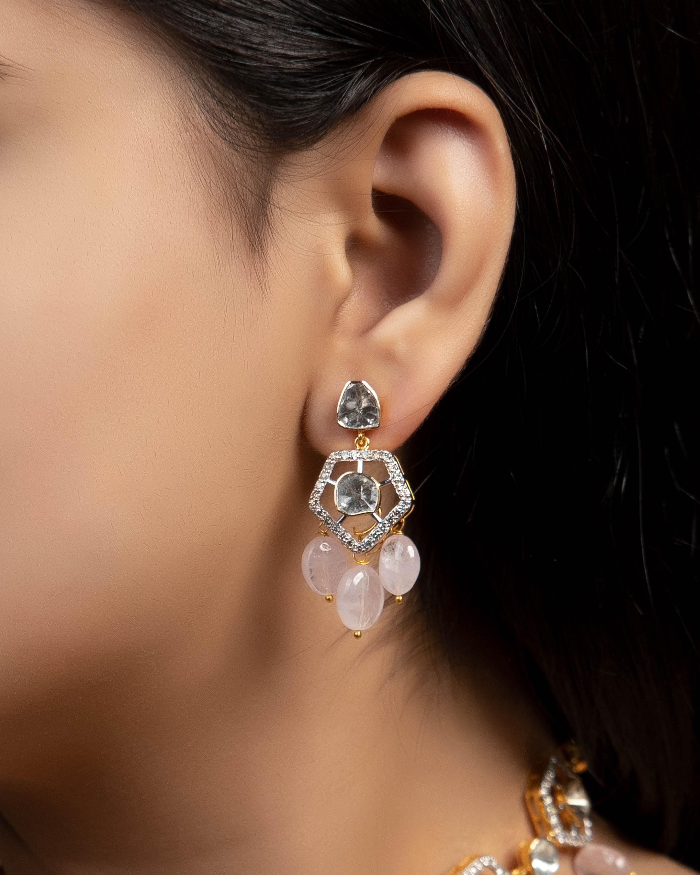 Sanam Choker And Nimah Long Earrings Polki And Diamond Set