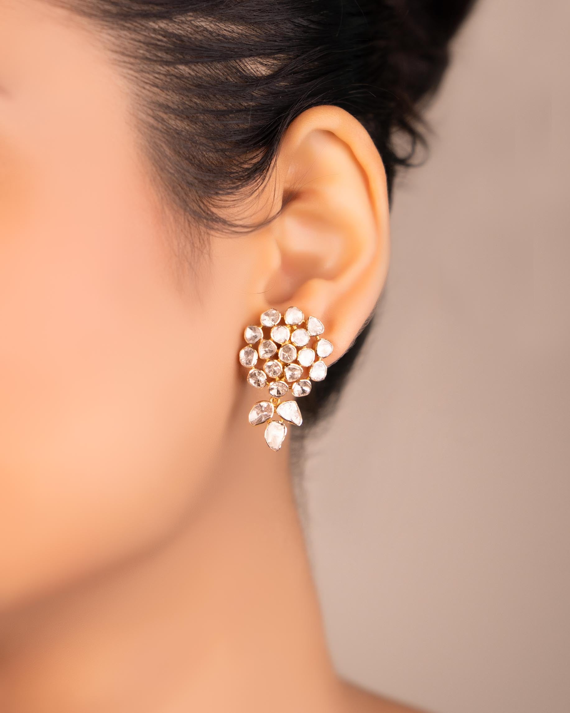 Rutuja Bead Choker And Elisha Long Earrings Polki Set