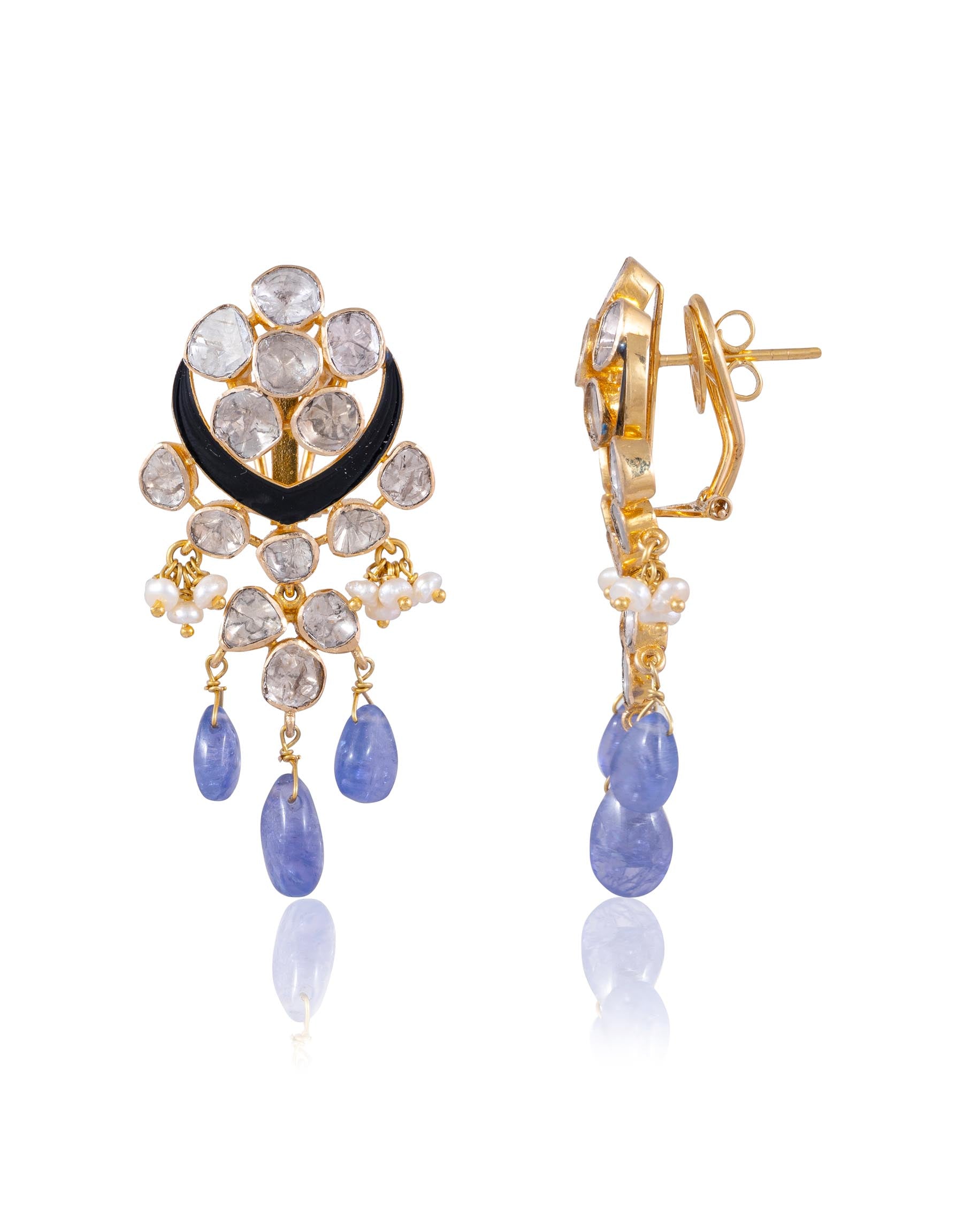 Ritu Bead Choker And Sophia Long Earrings Polki Set