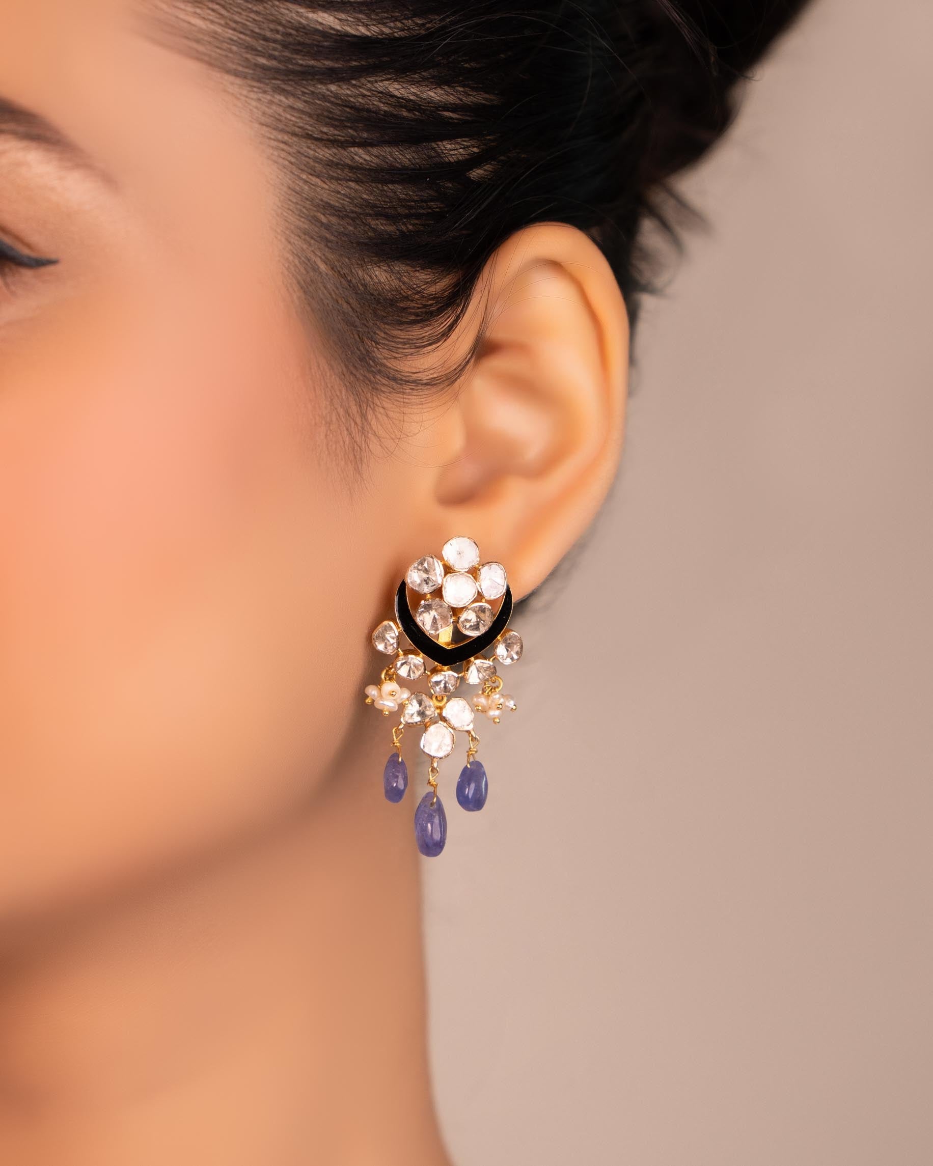 Ritu Bead Choker And Sophia Long Earrings Polki Set