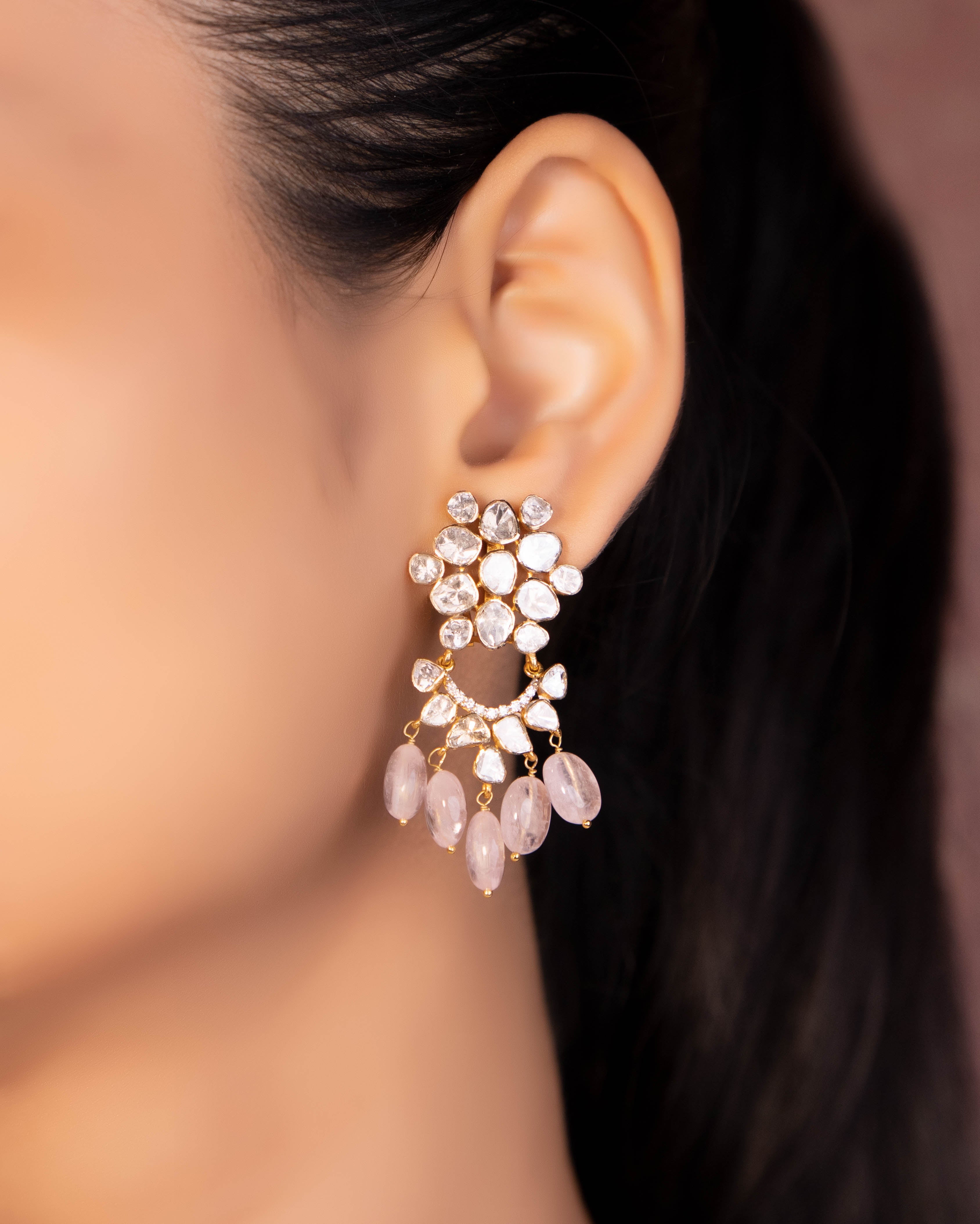 Jasanta Polki And Diamod Long Earrings