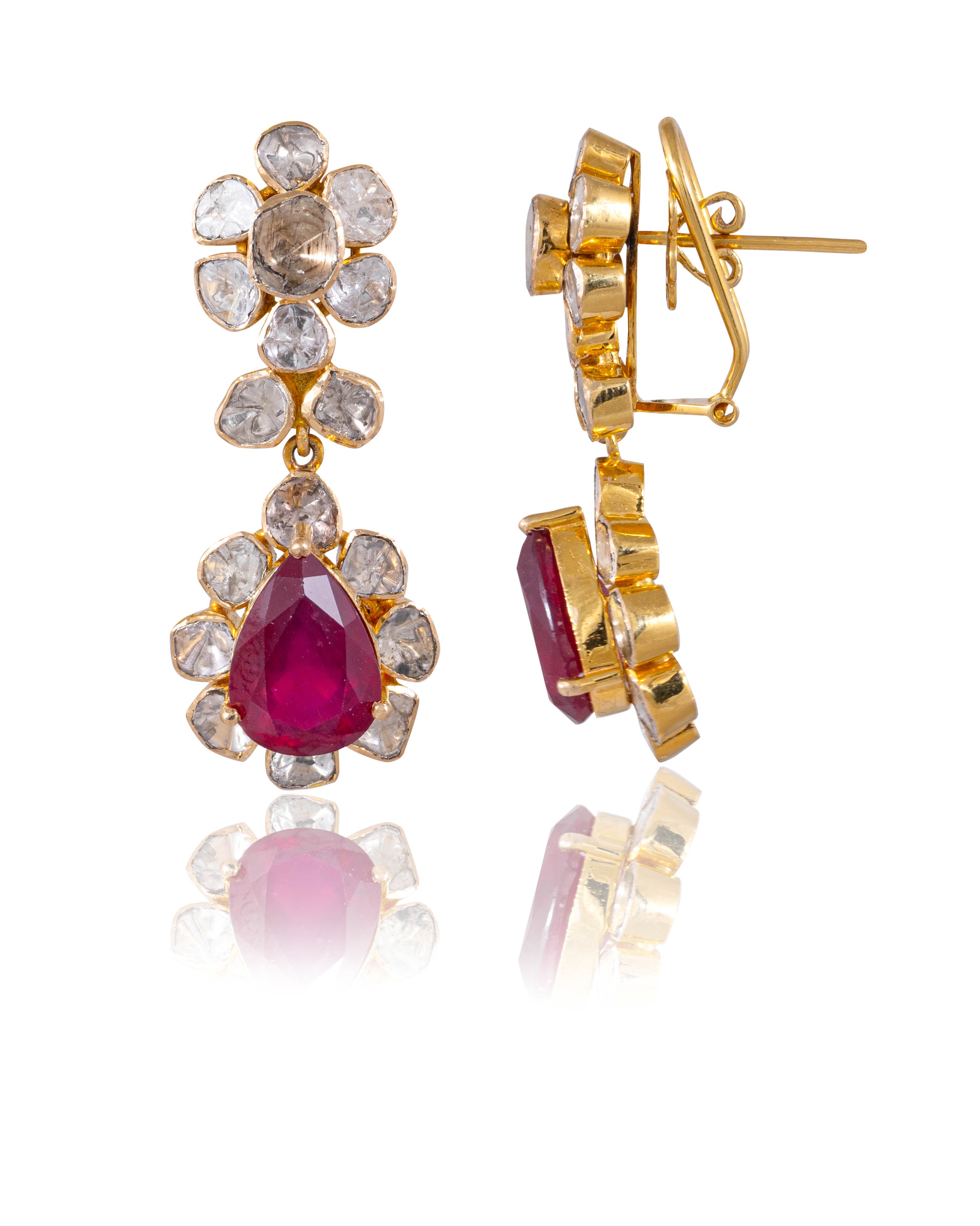 Pragati Necklace And Trupti Long Earrings Polki Set