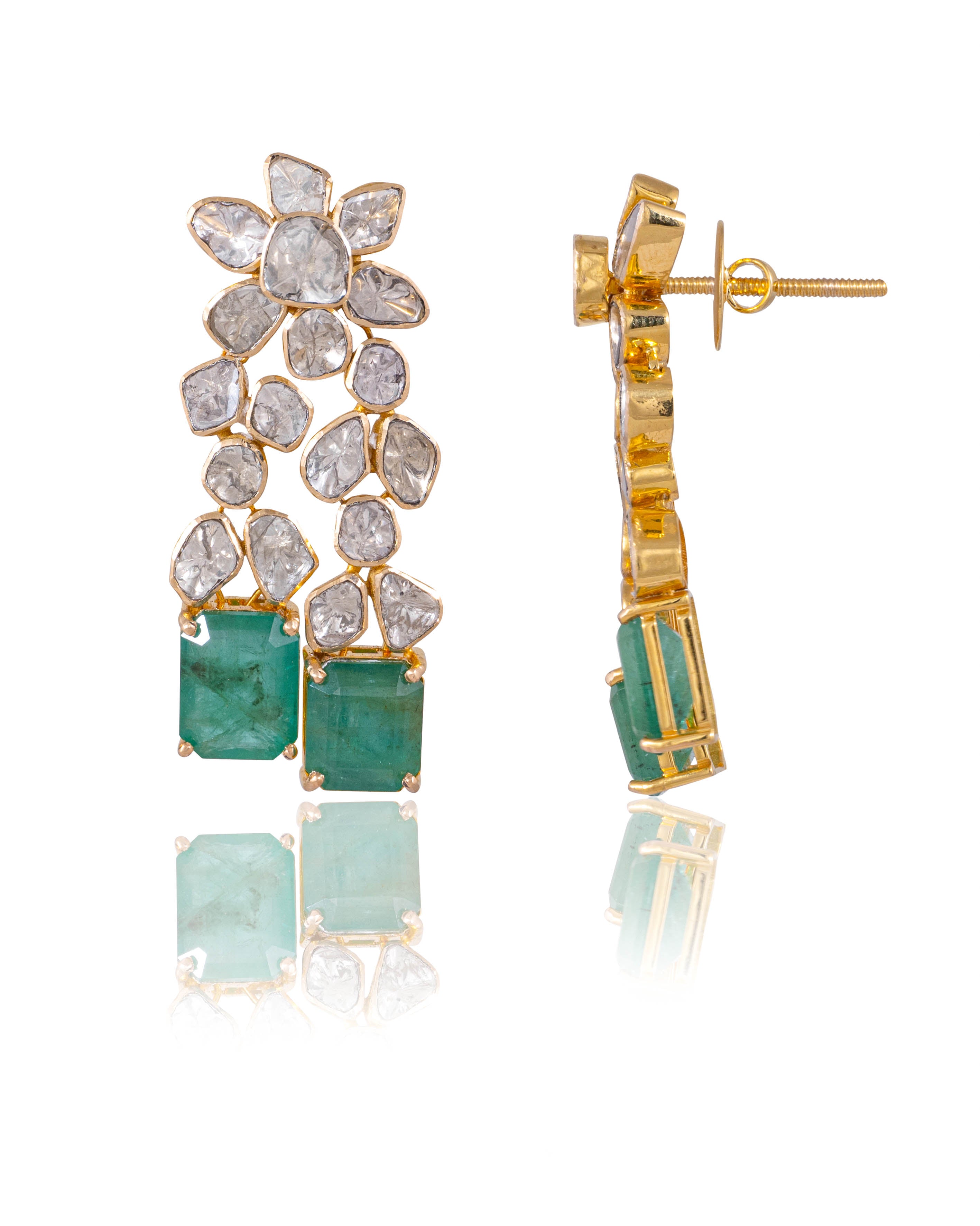 Nadiya Polki Long Earrings