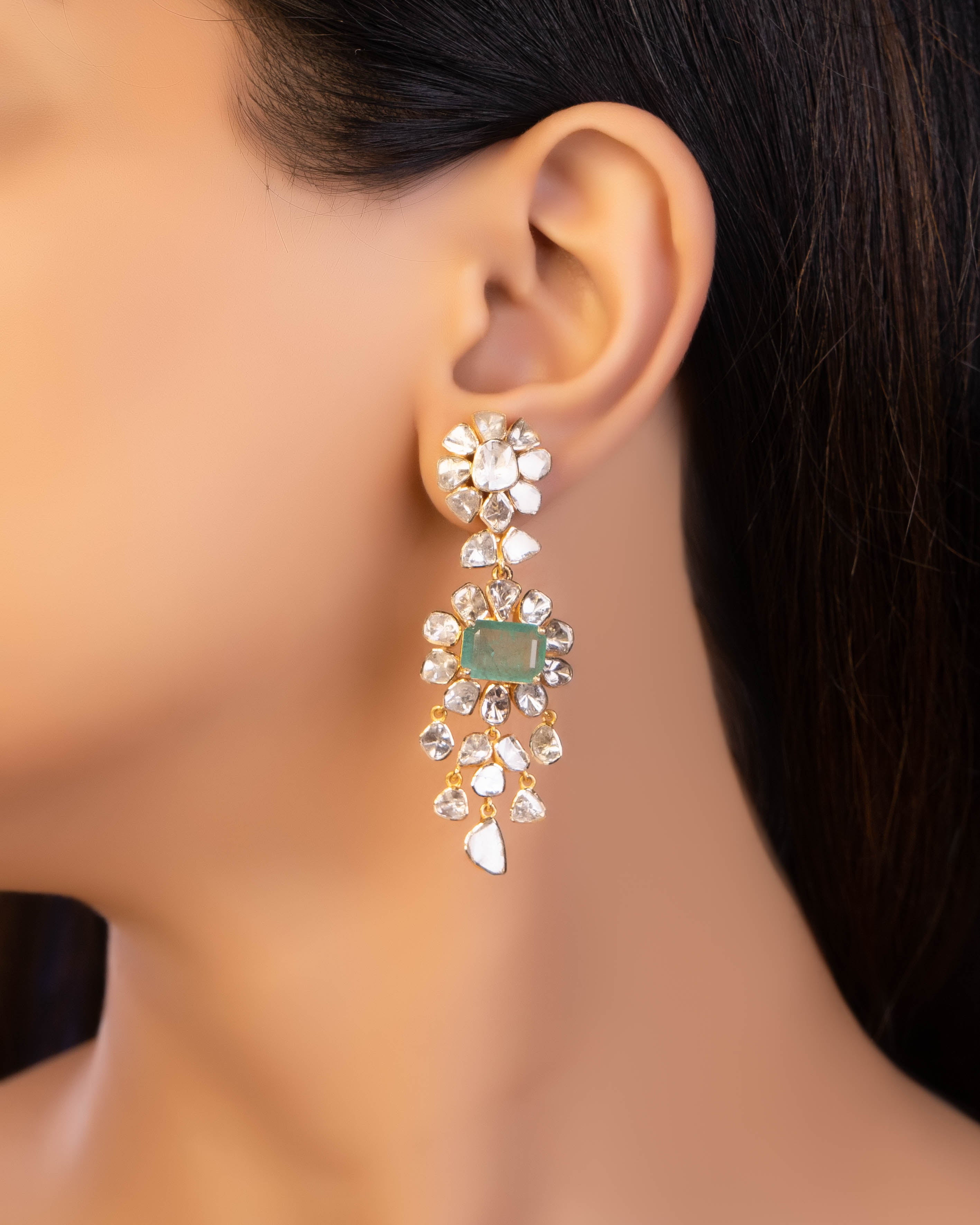 Muskaan Necklace And Zaveriya Long Earrings Polki Set