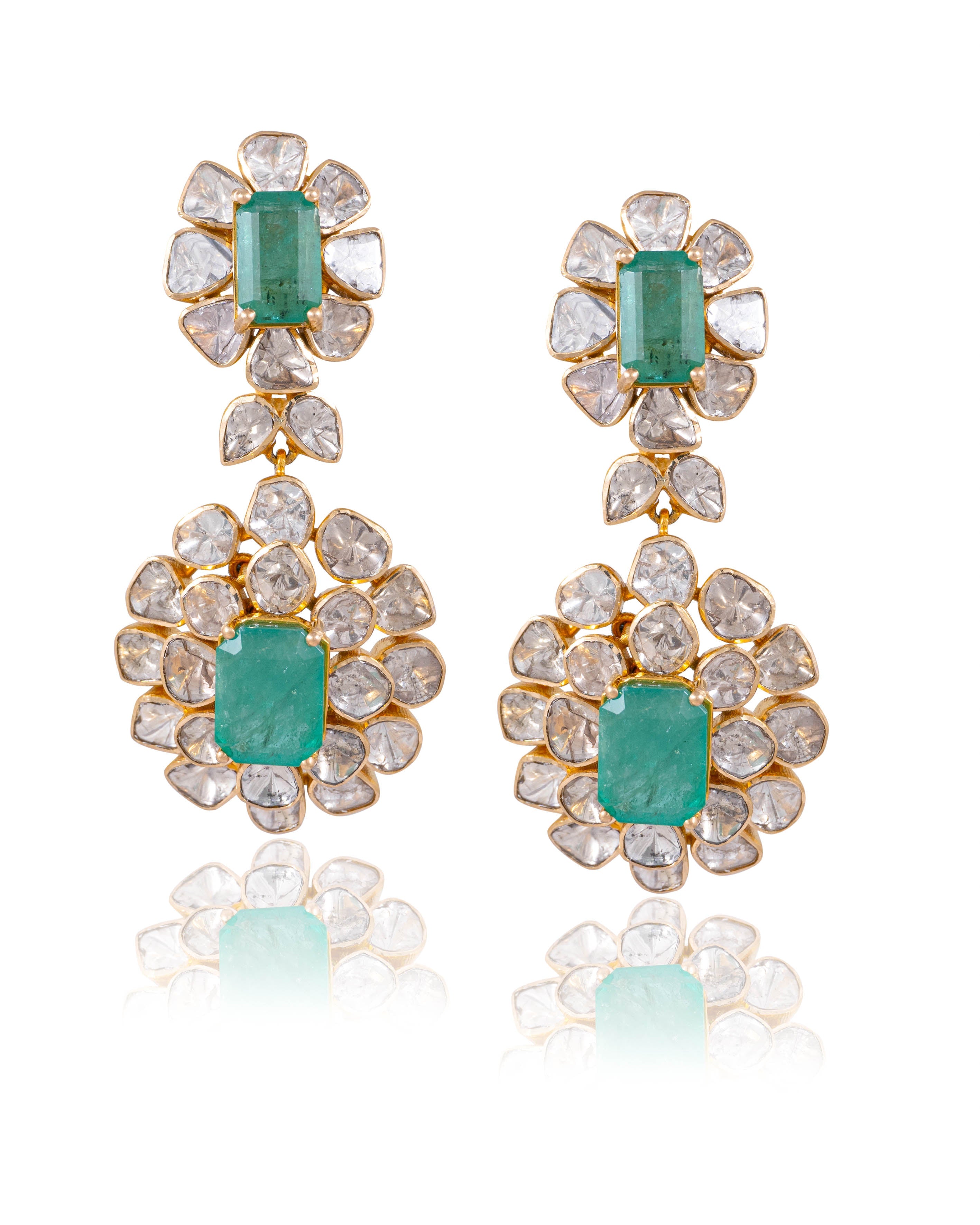 Rushda Long Polki Earrings