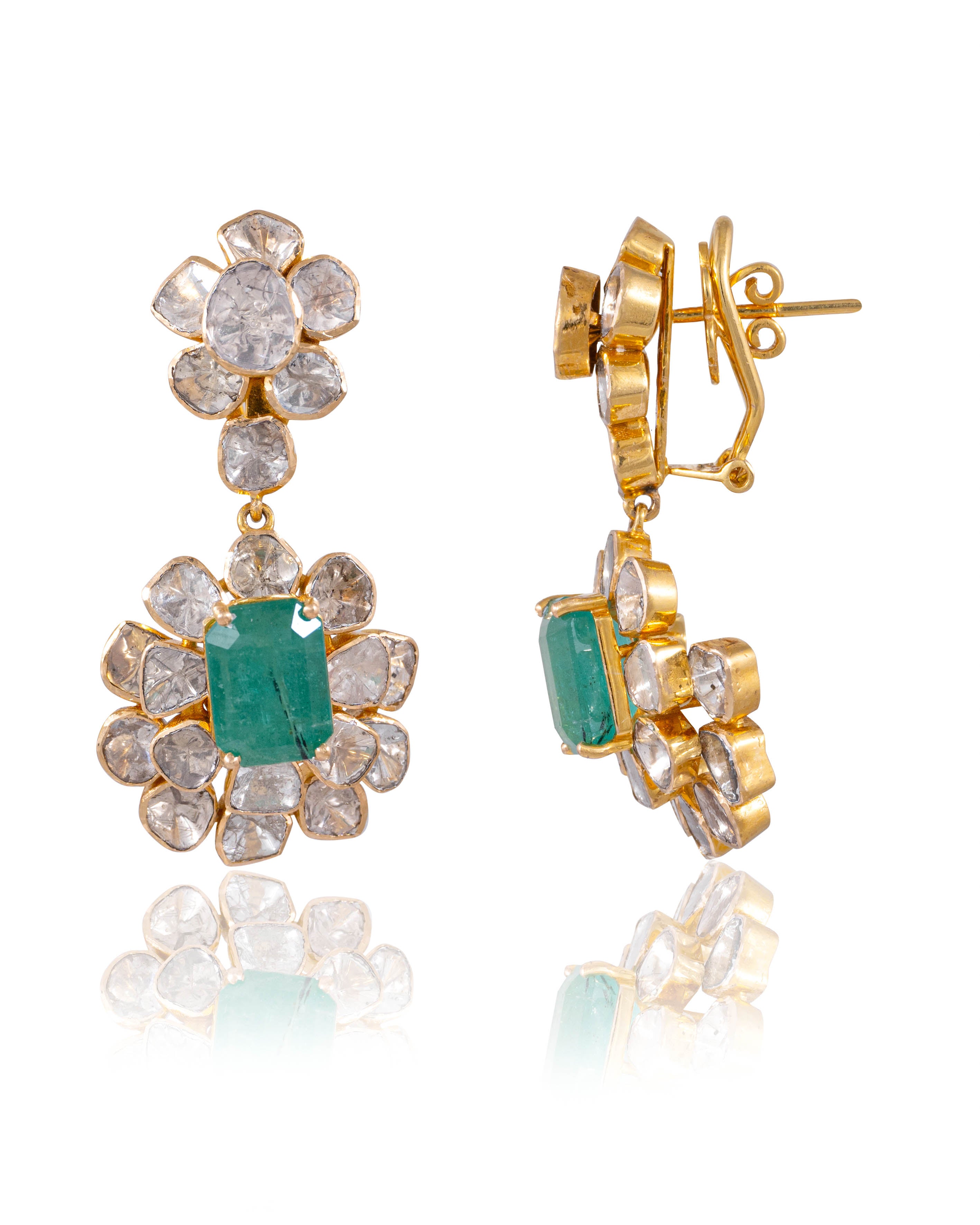 Manasi Necklace And Sanjita Long Earrings Polki Set