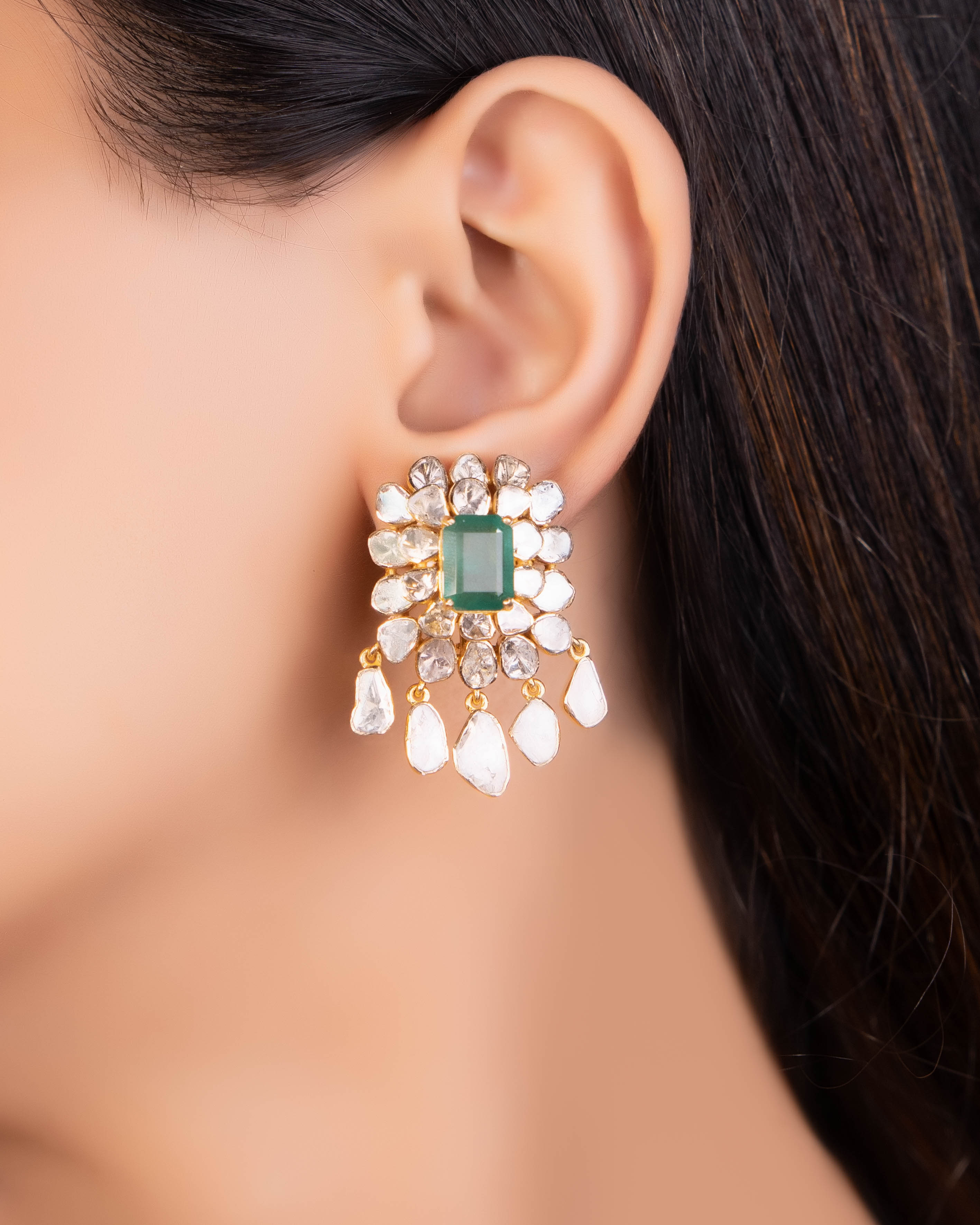 Kyra Polki Long Earrings