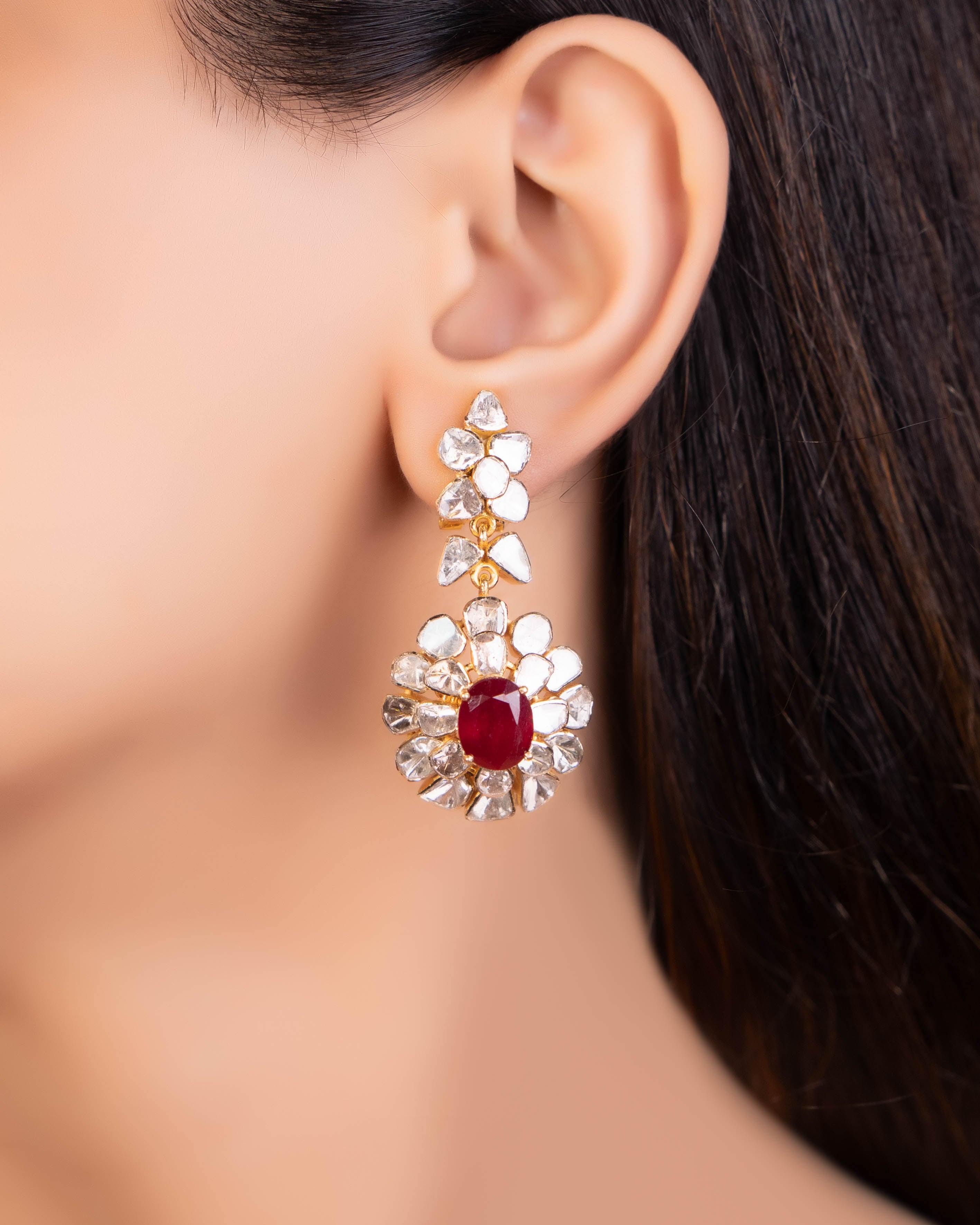 Idhika Polki Long Earrings