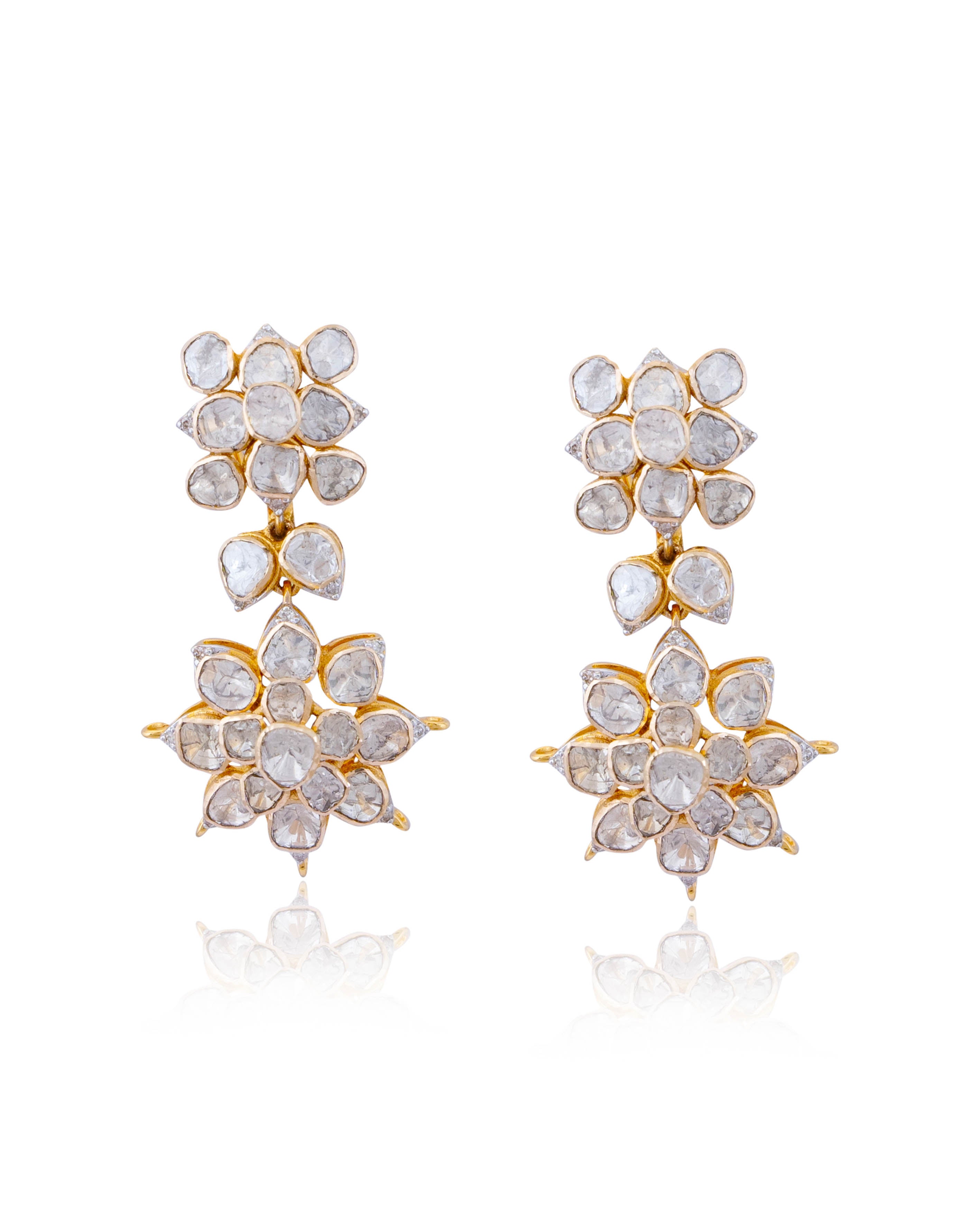 Saida Polki And Diamond Long Earrings