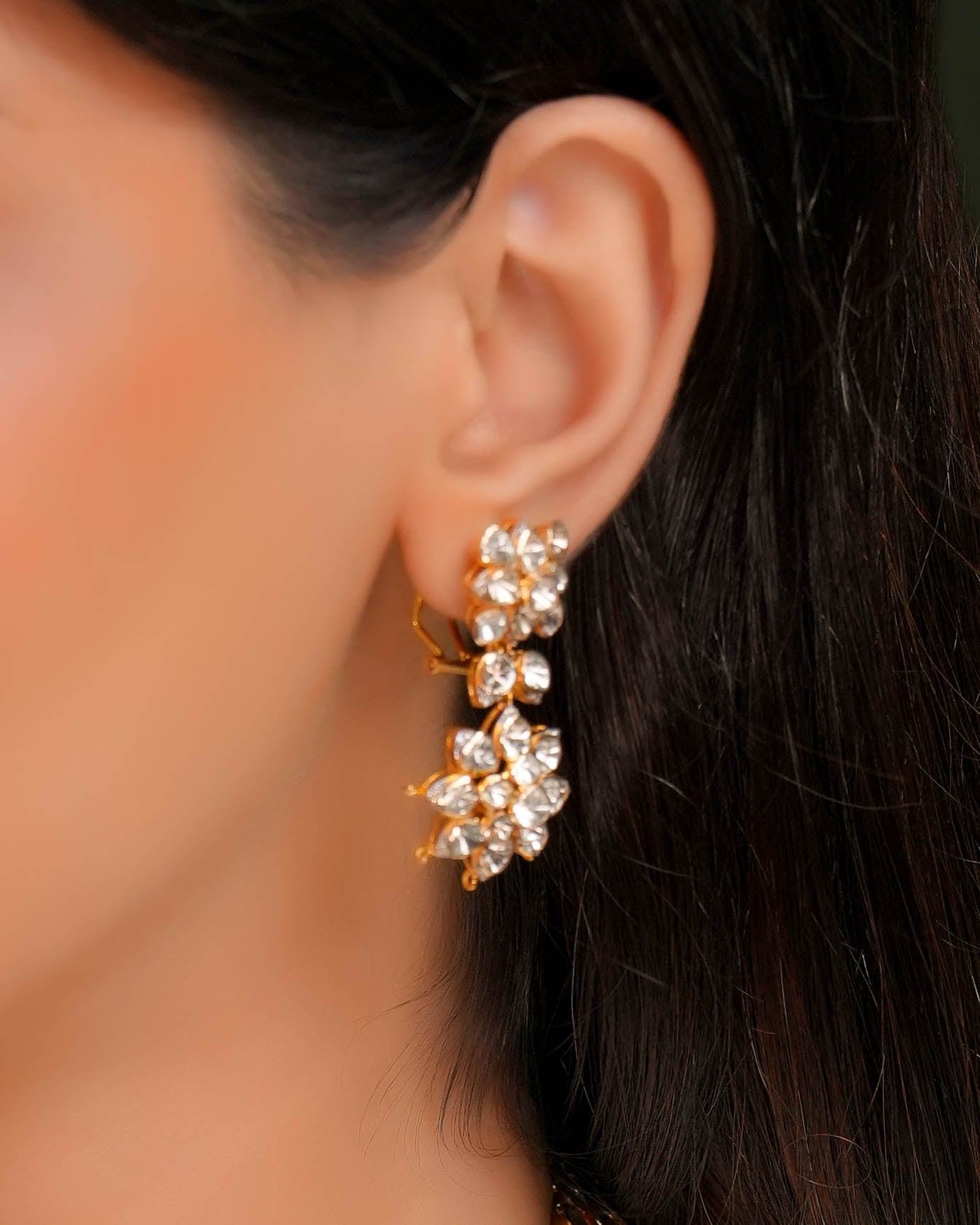 Saida Polki And Diamond Long Earrings