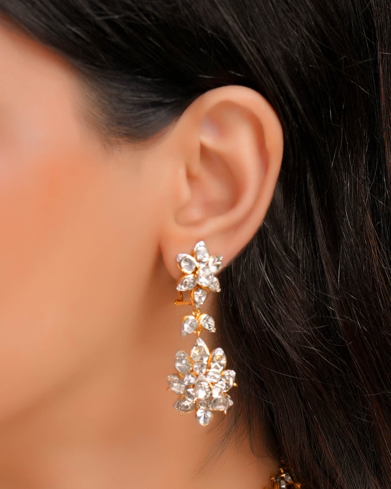 Jenna Polki And Diamond Long Earrings