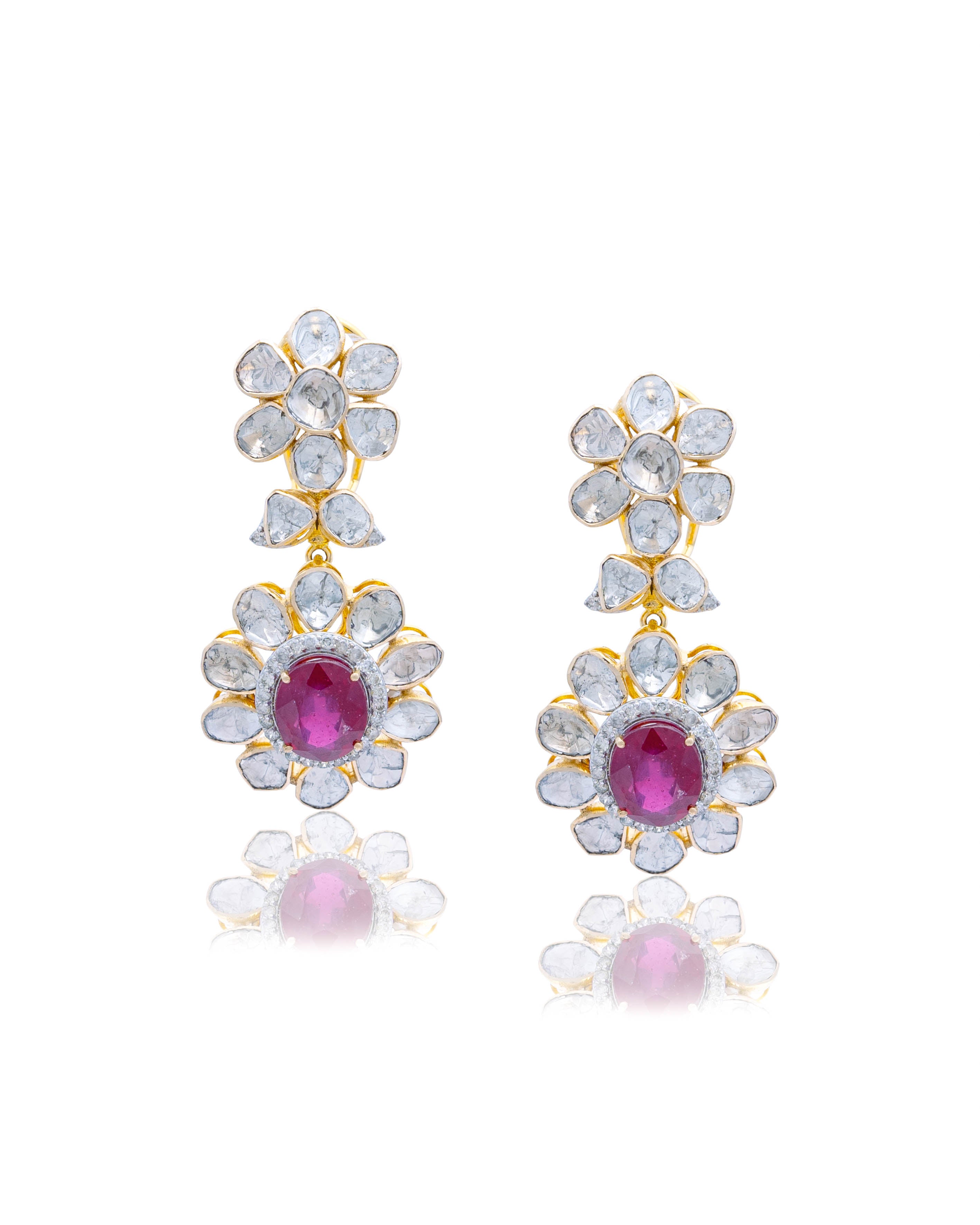 Nandini Polki And Diamond Long Earrings