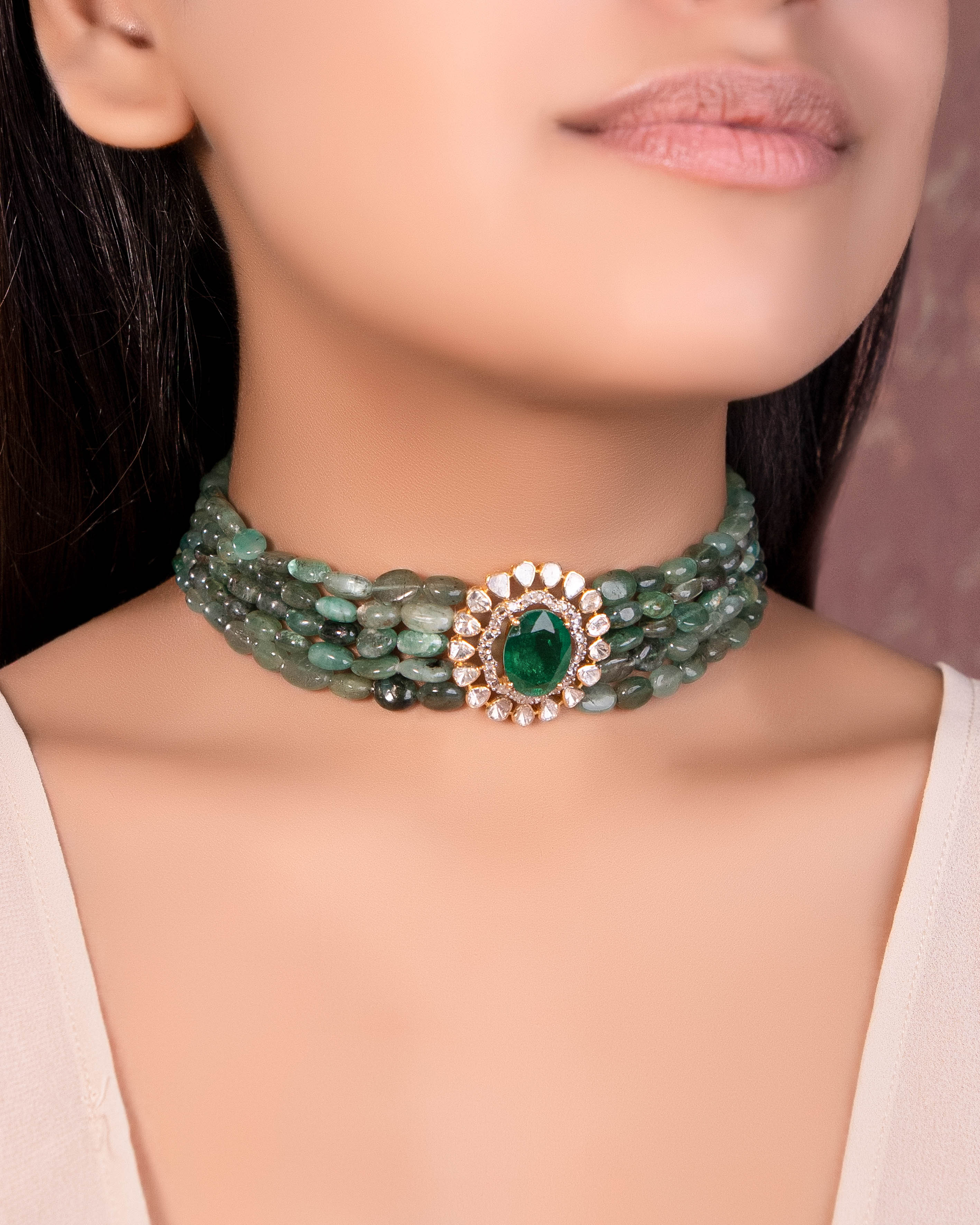 Maheera Polki Bead Choker