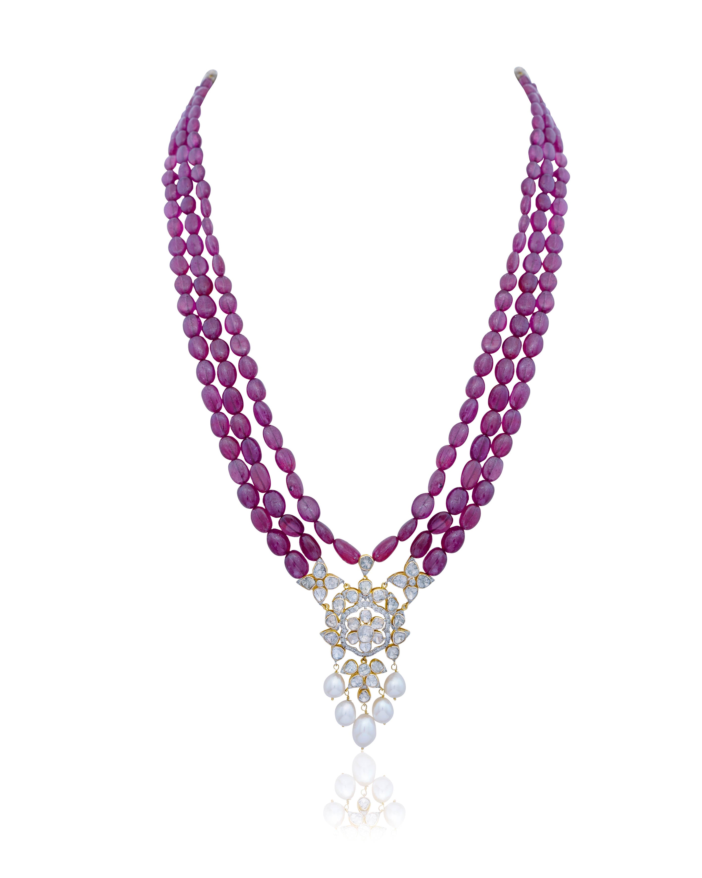 Sanya Polki And Diamond Bead Pendant