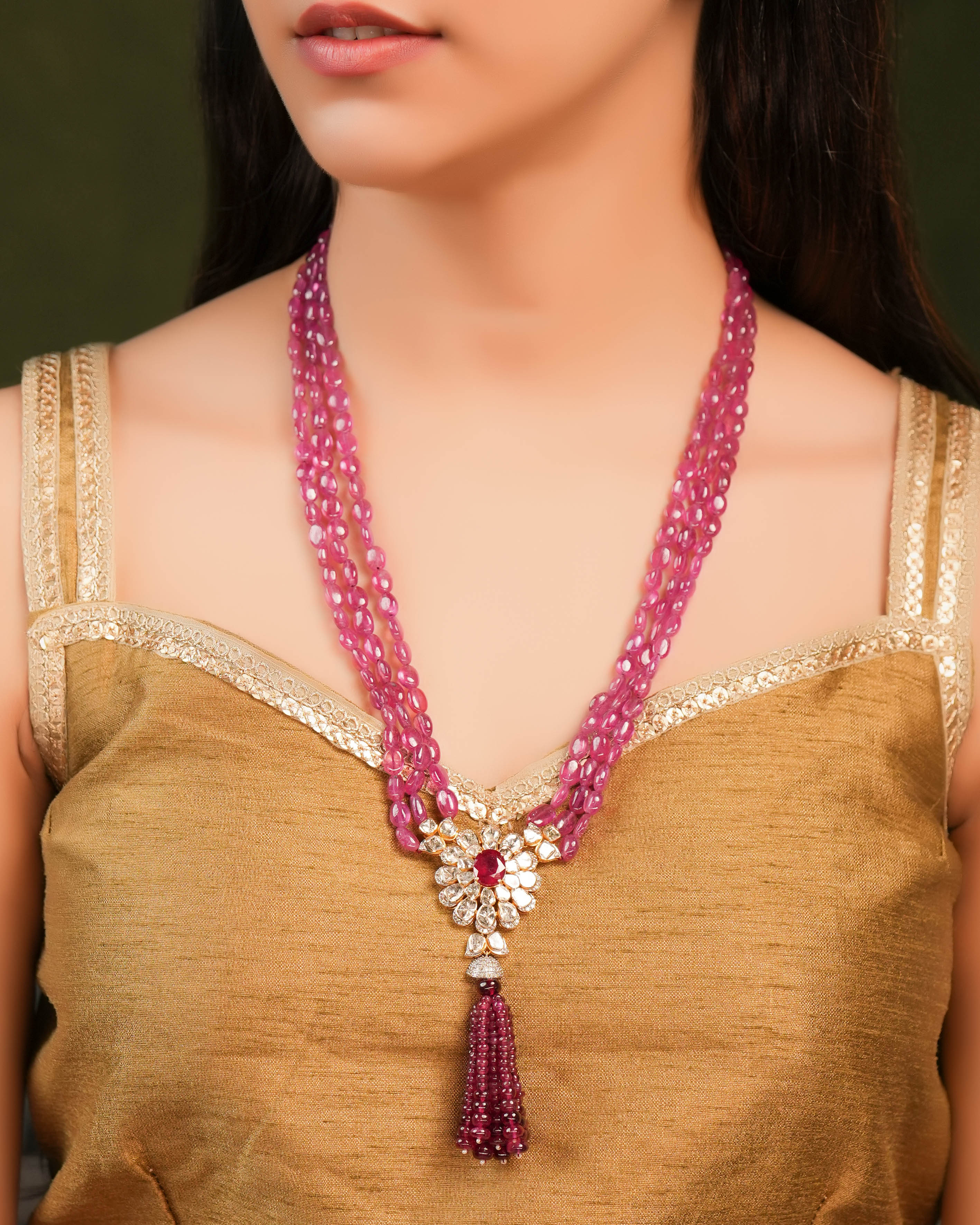 Arunima Polki And Diamond Bead Pendants