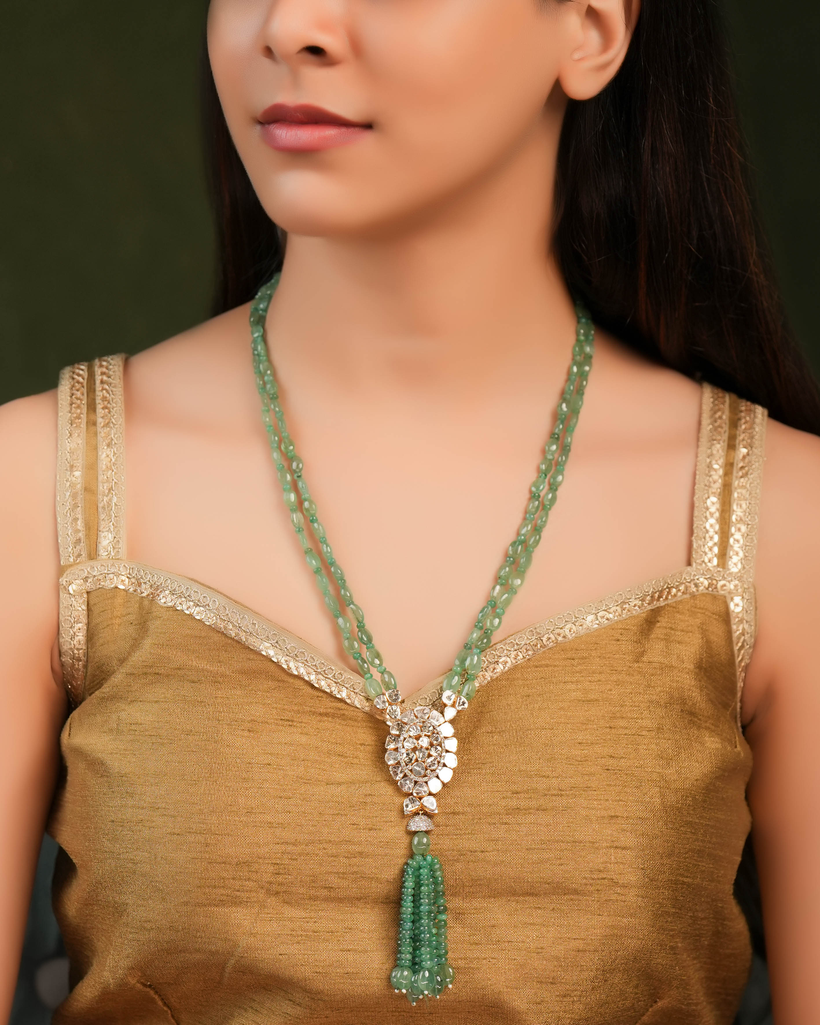 Sima Polki And Diamond Bead Pendants