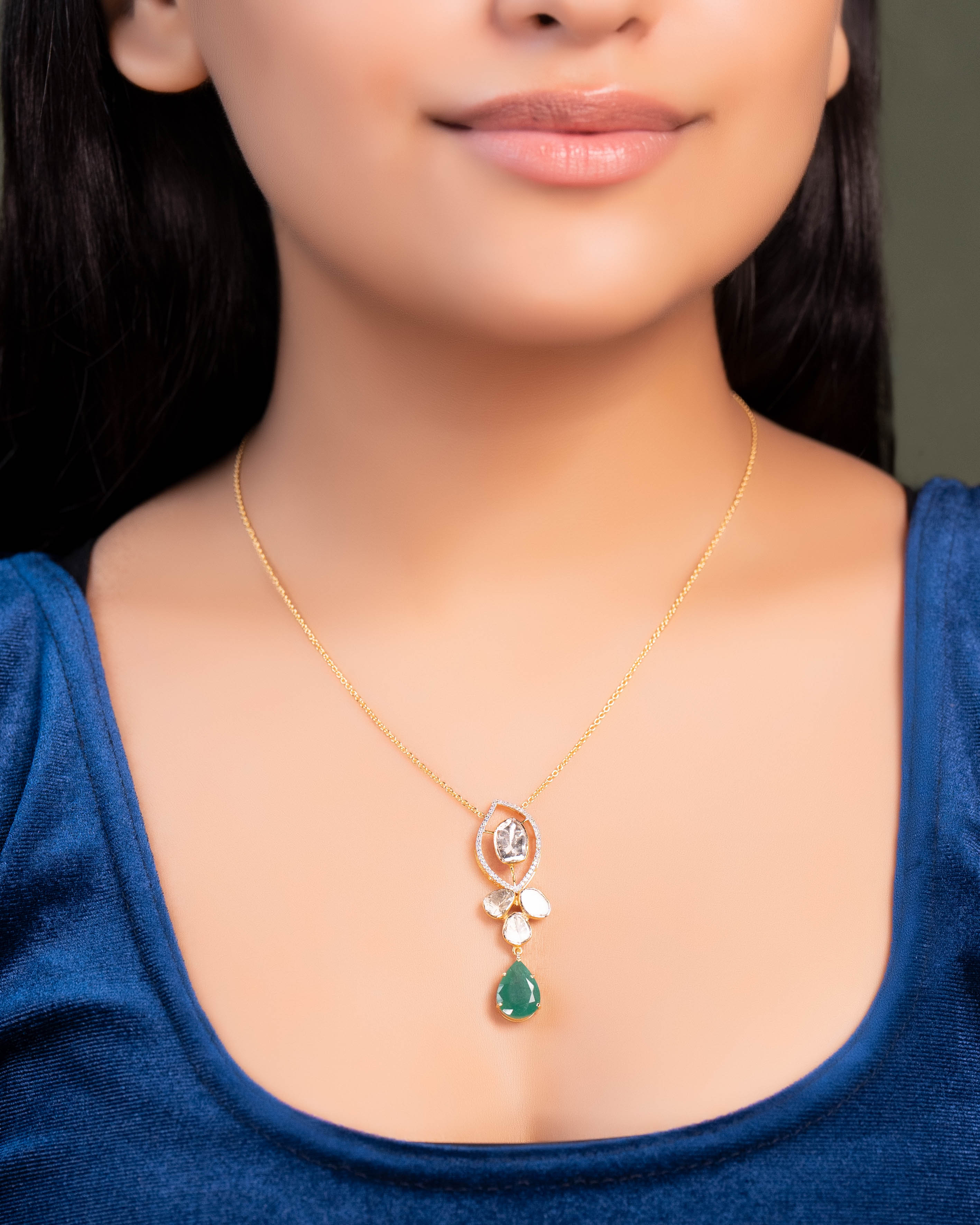 Arina Polki And Diamond Pendant