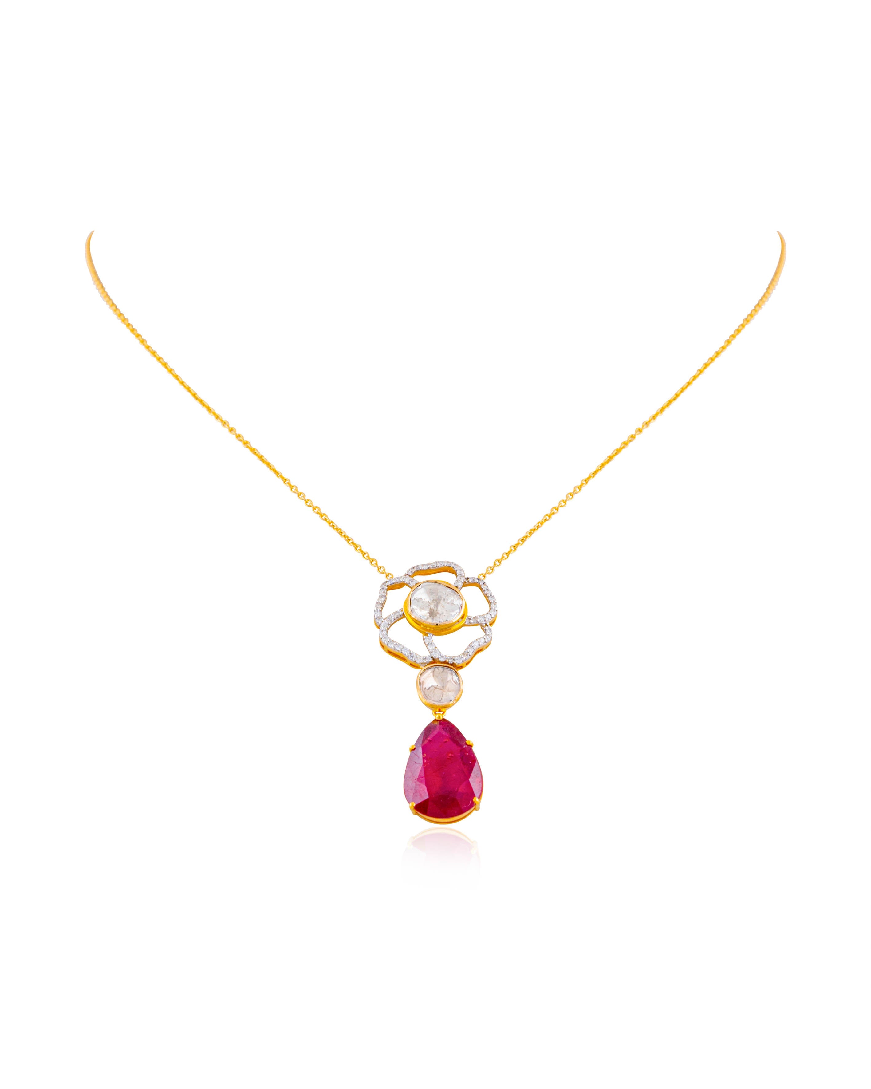 Anshita Polki And Diamond Pendant