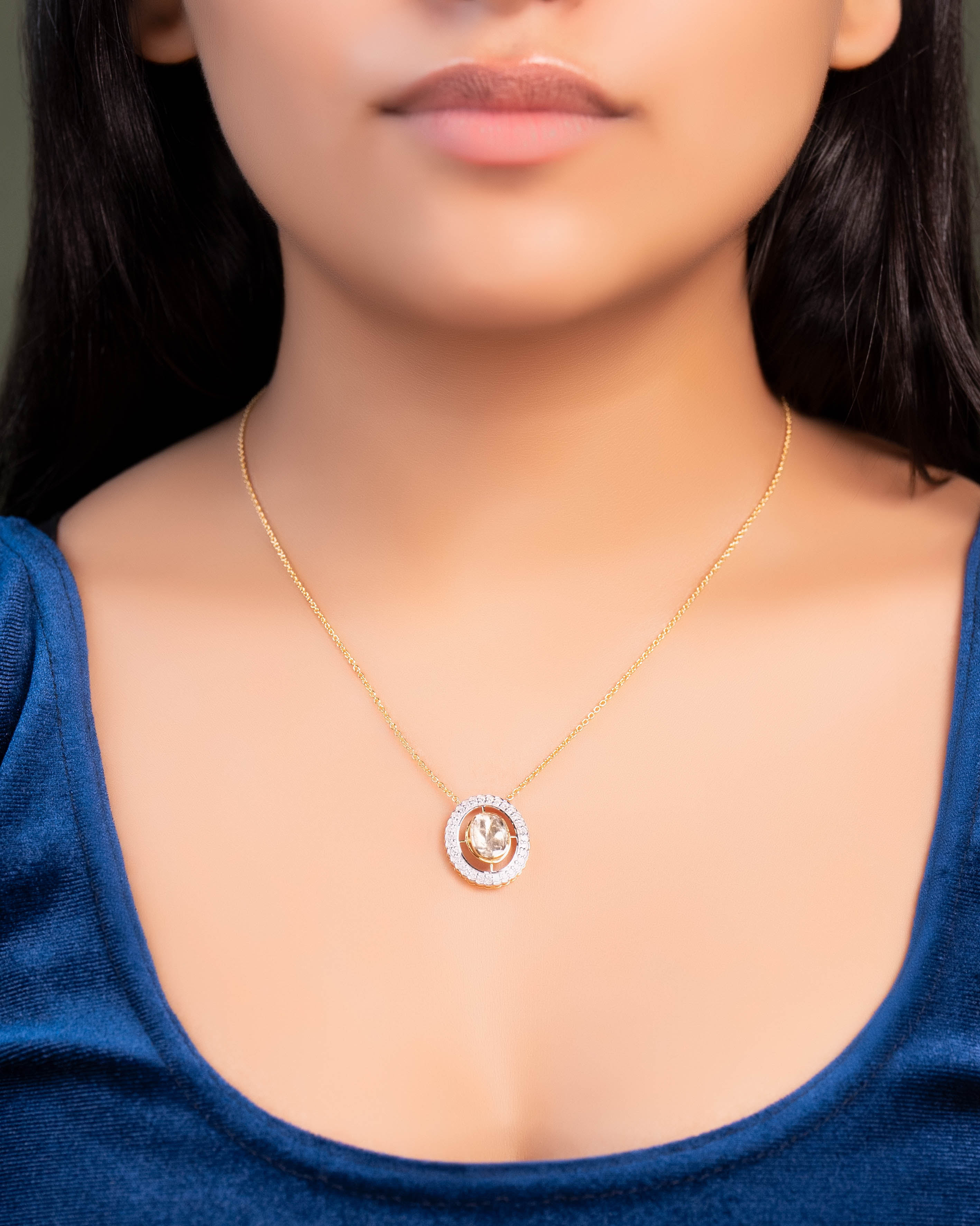 Zainab Polki And Diamond Pendant