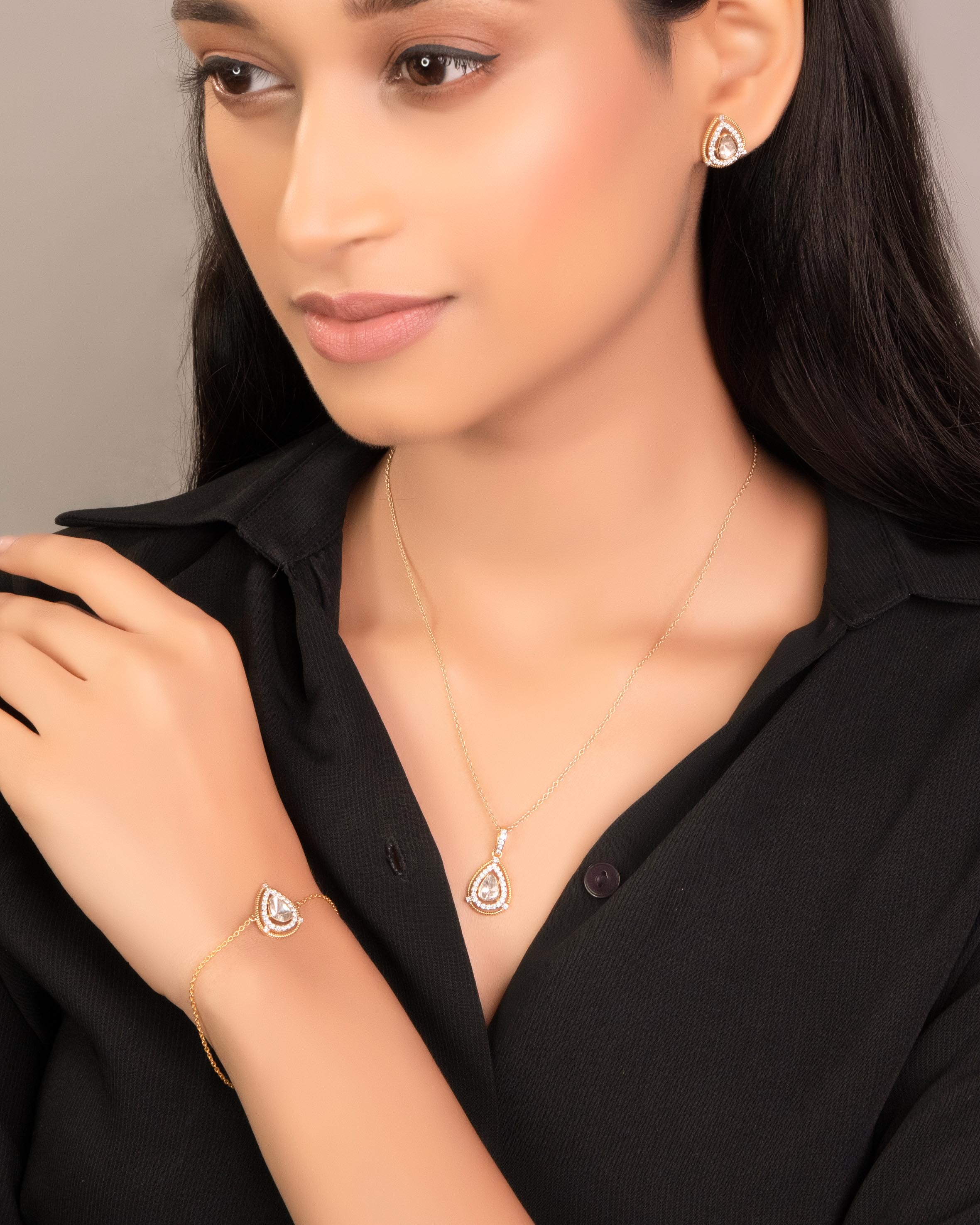 Tina Polki And Diamond Minimal Bracelet