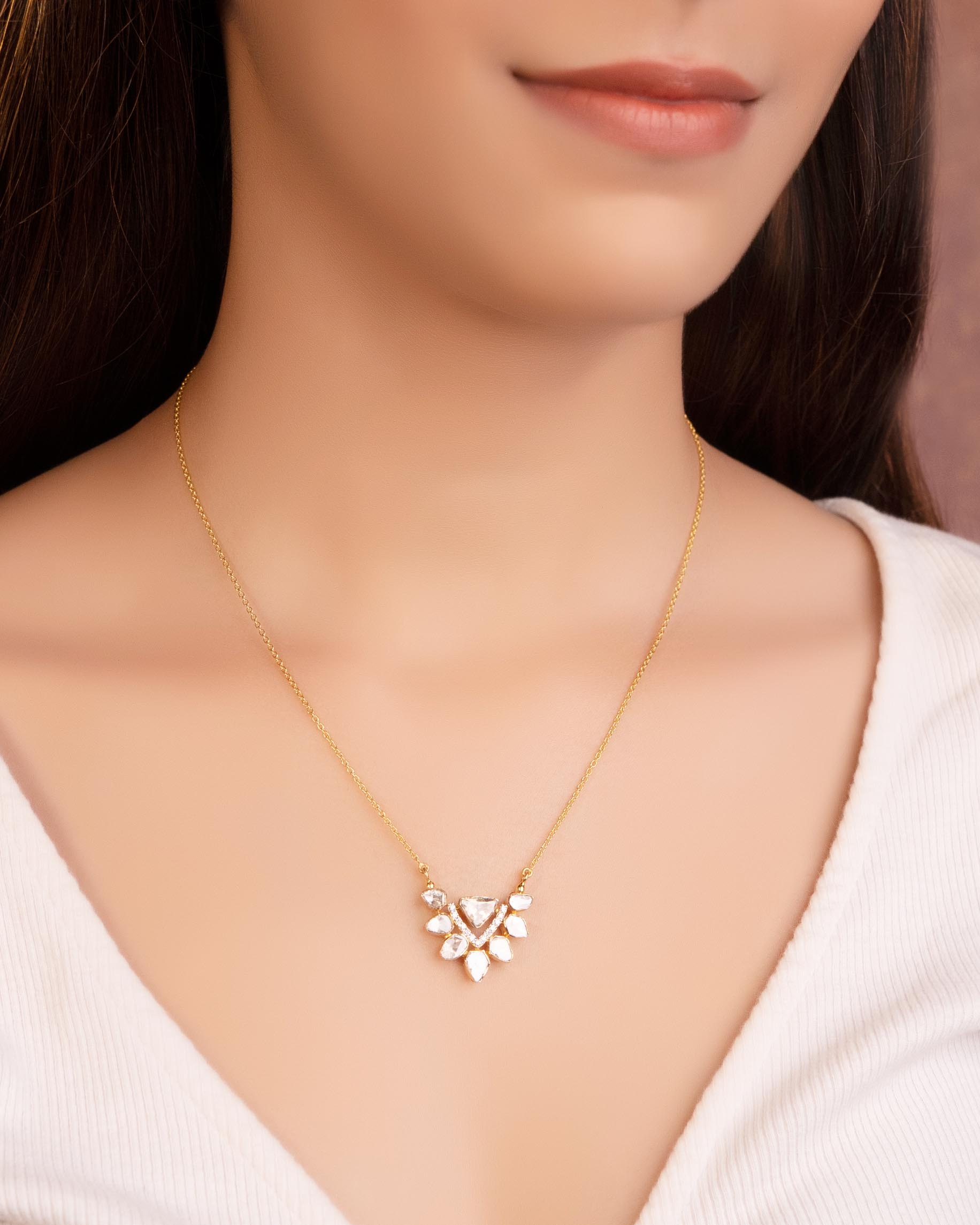 Varada Polki And Diamond Pendant