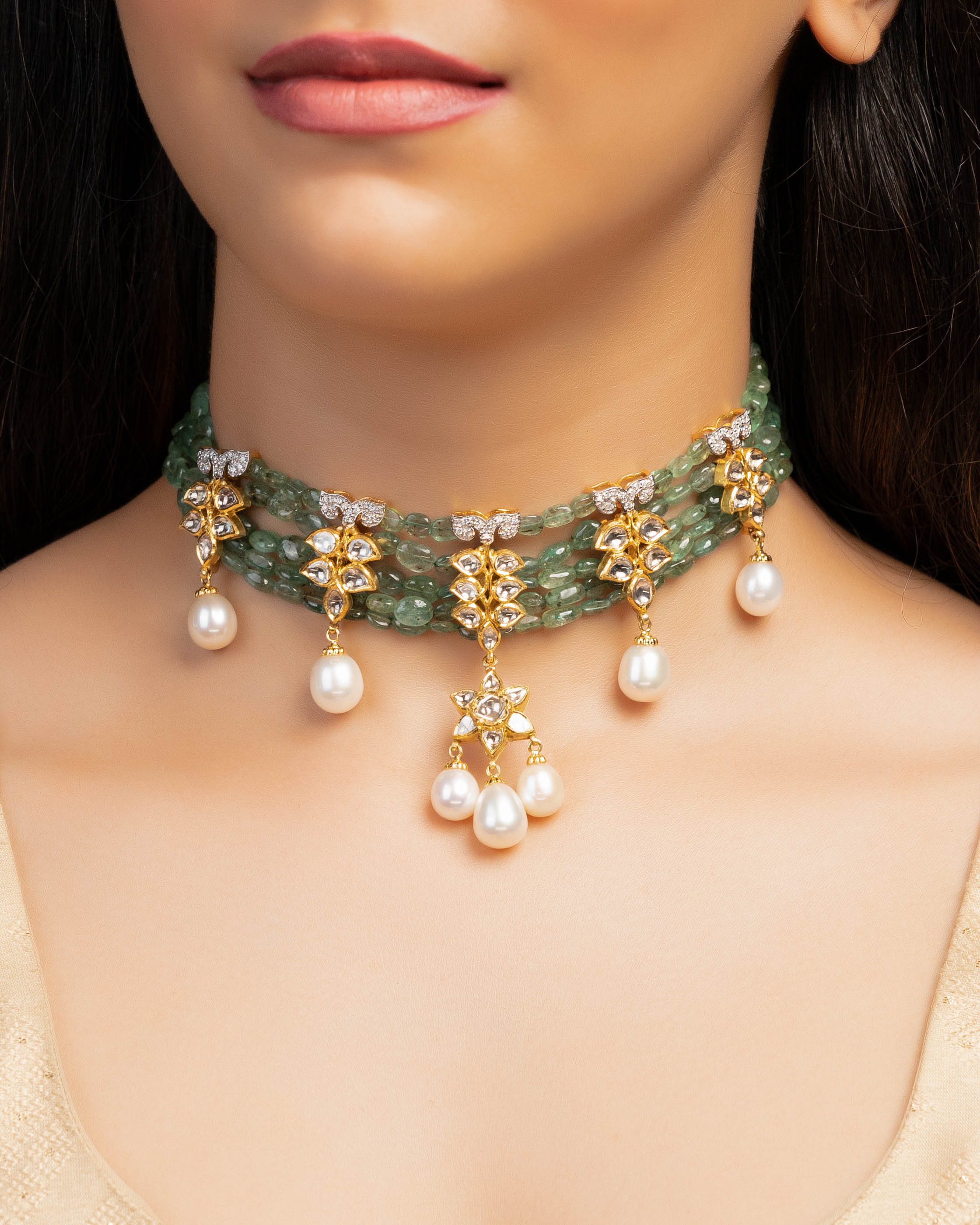 Vithika Polki And Diamond Bead Choker